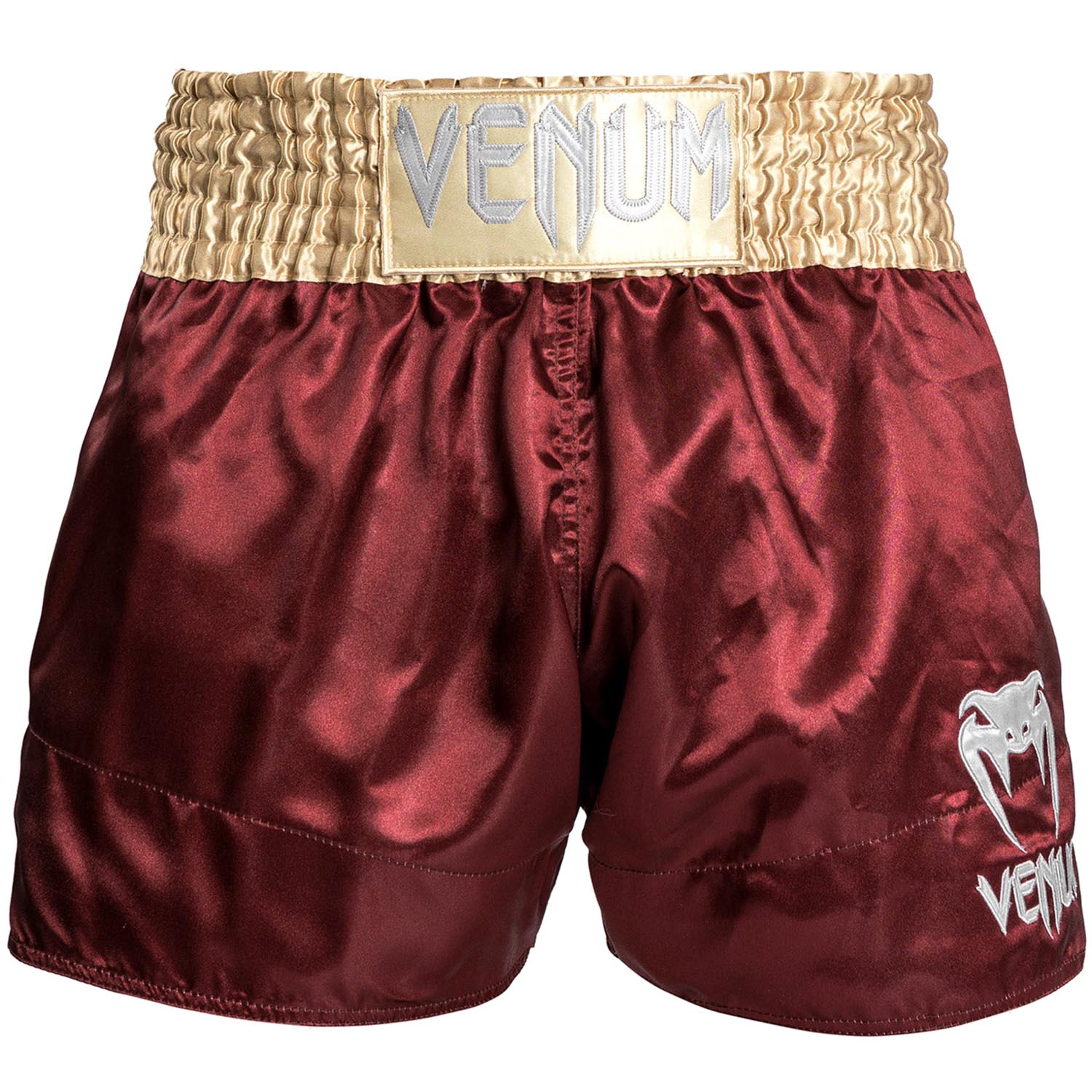 VENUM Muay Thai Shorts, Classic, weinrot-gold-weiß, S