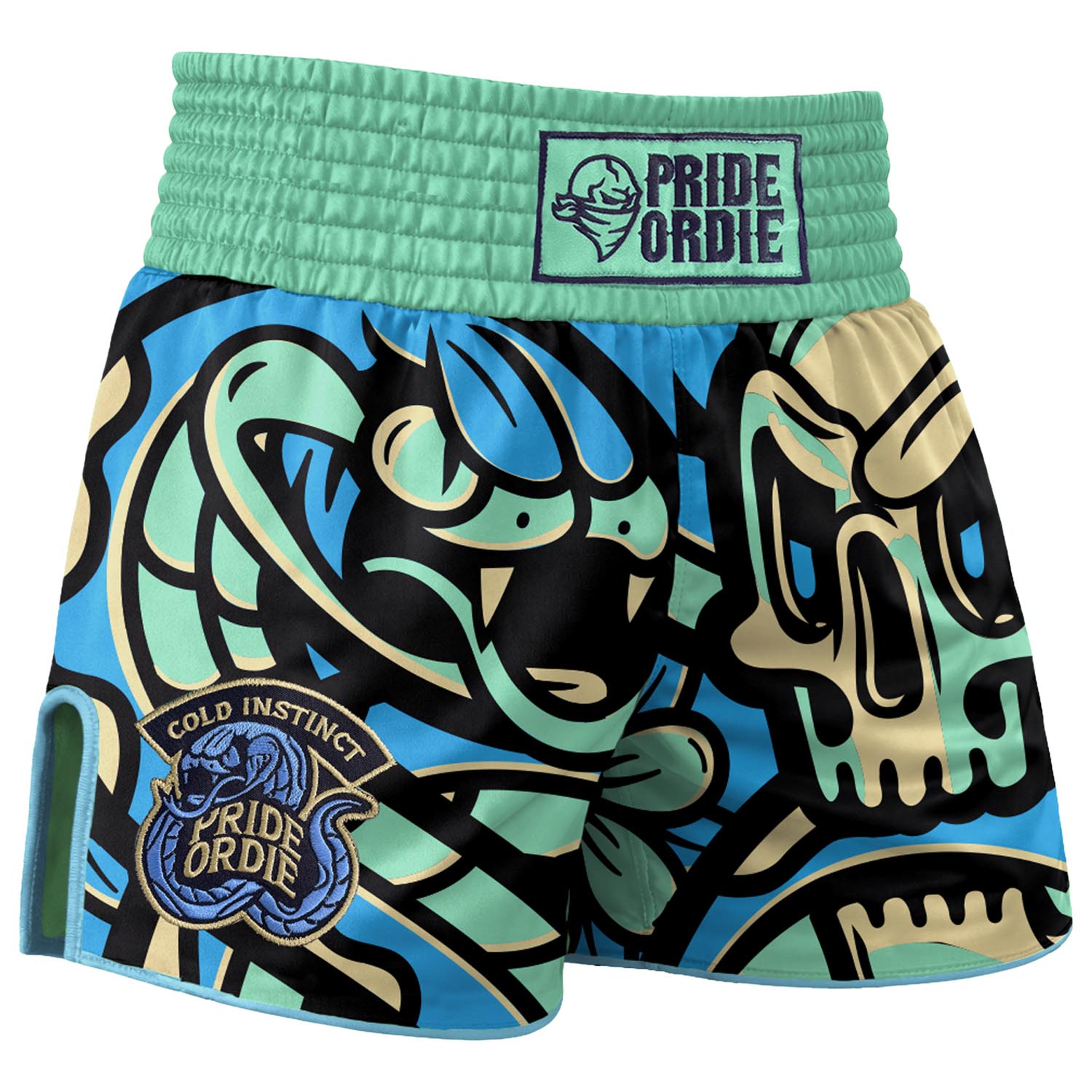 PRiDEorDiE Muay Thai Shorts, Cold Instinct, green-black, XL