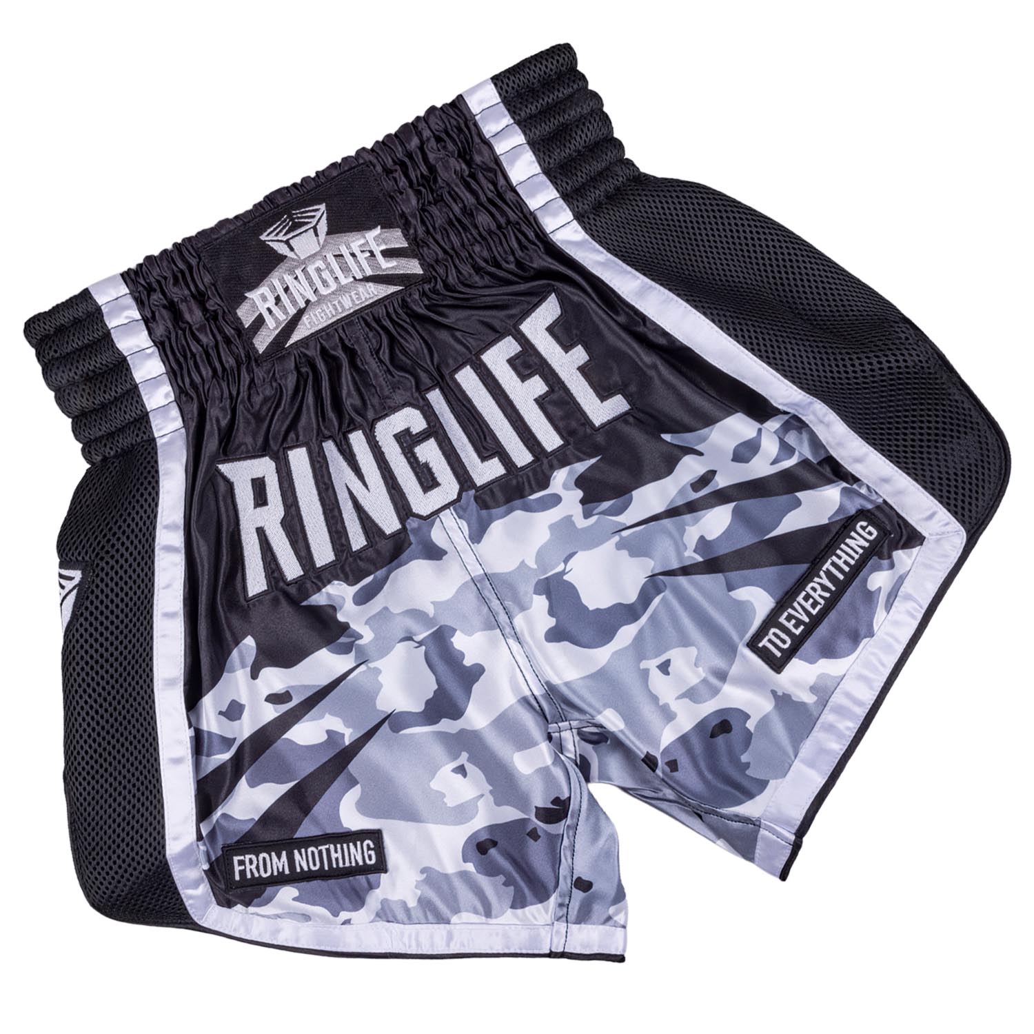 RINGLIFE Muay Thai Shorts, Unit, black-camo, XL