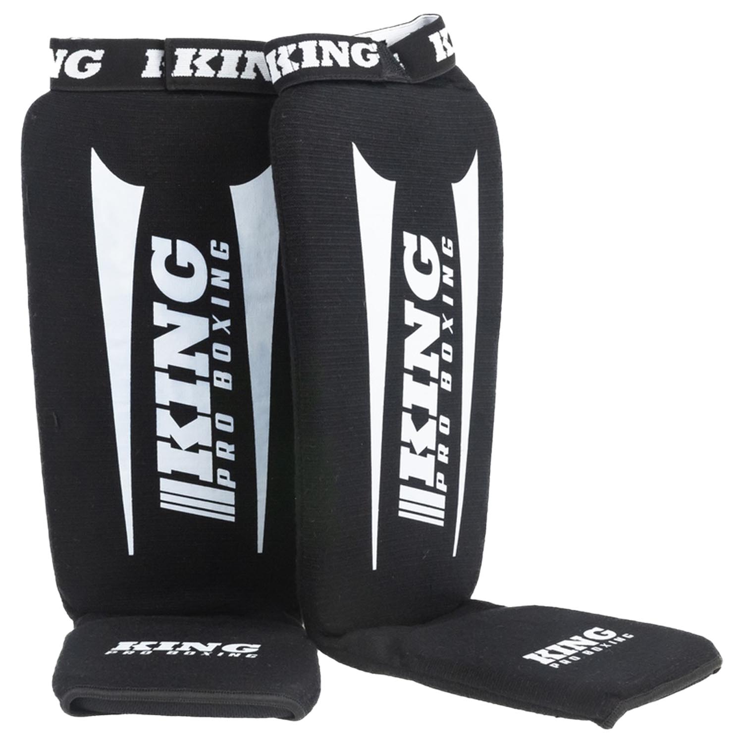 KING PRO BOXING Shin Gurads, Revo 1, black-white, XL
