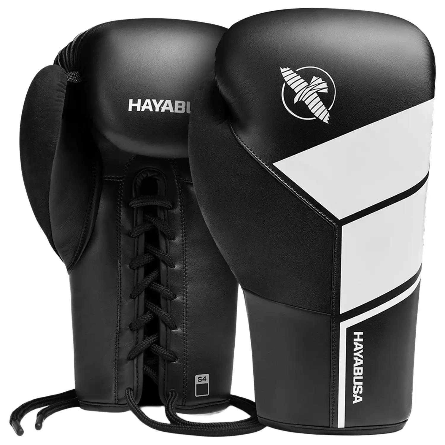 Hayabusa Boxing Gloves, S4, Lace Up, black-white, 10 Oz