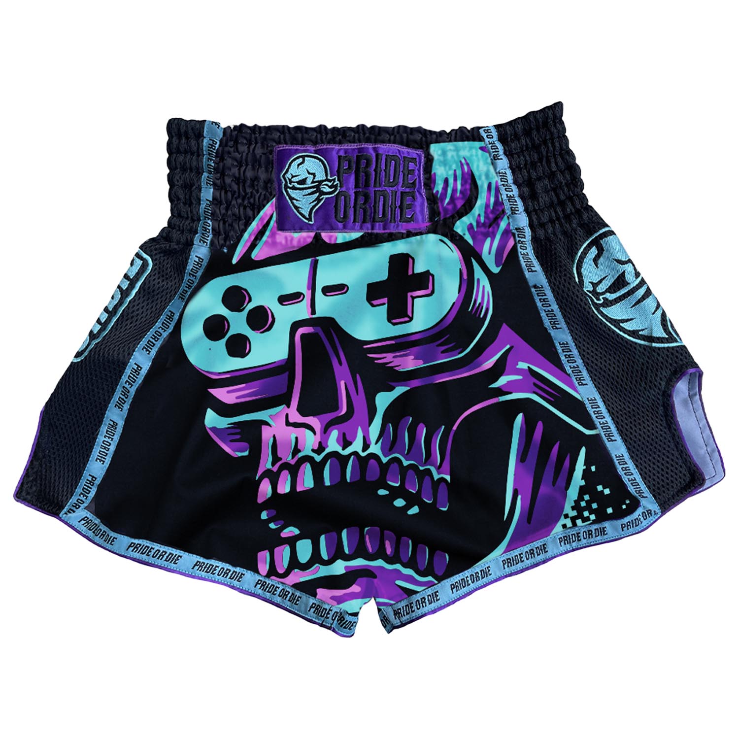 PRiDEorDiE Muay Thai Shorts, Violent Reality, black-purple, XL