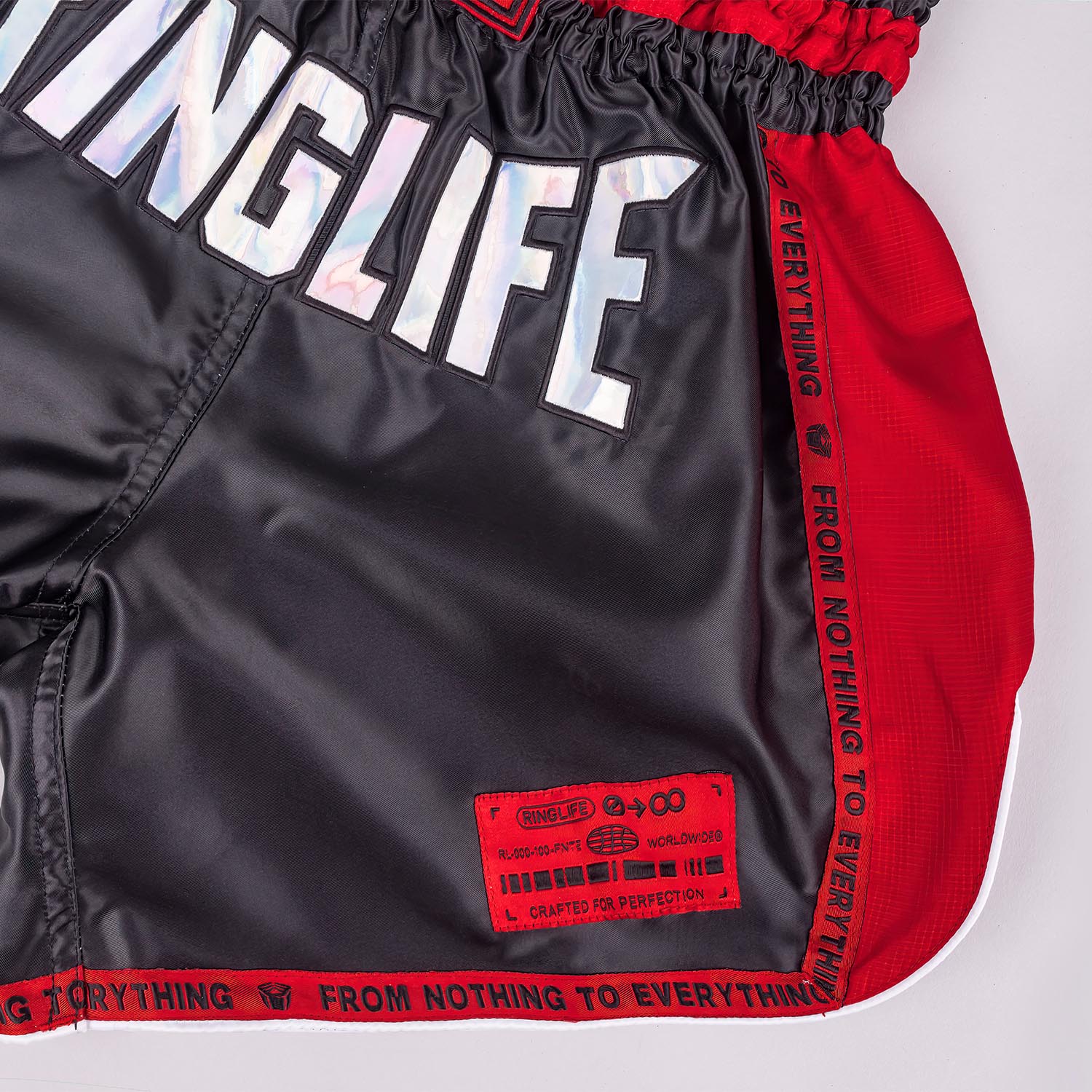 RINGLIFE Muay Thai Shorts, Vanguard, black-red, XXL