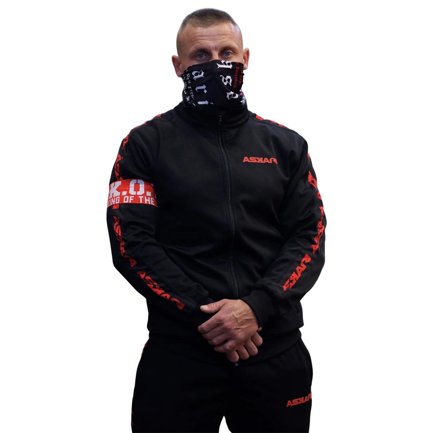 ASKARI Jogging Suit, Nostra, black-red, S