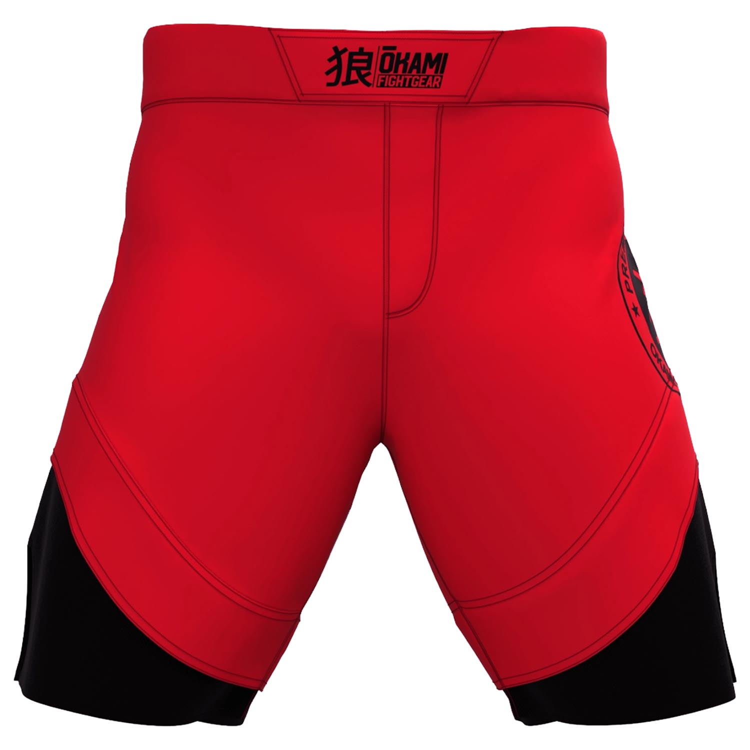 OKAMI MMA Fight Shorts, Keii Flame, red-black, XXL