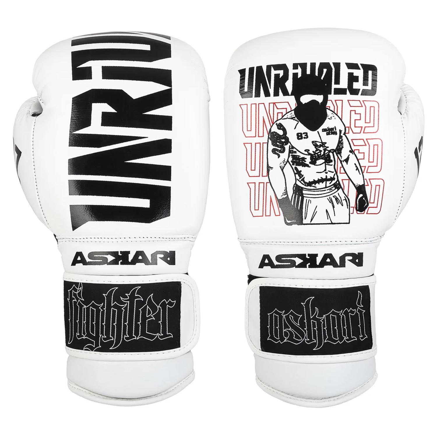 ASKARI Boxing Gloves, Unrivaled, white-black, 16 Oz