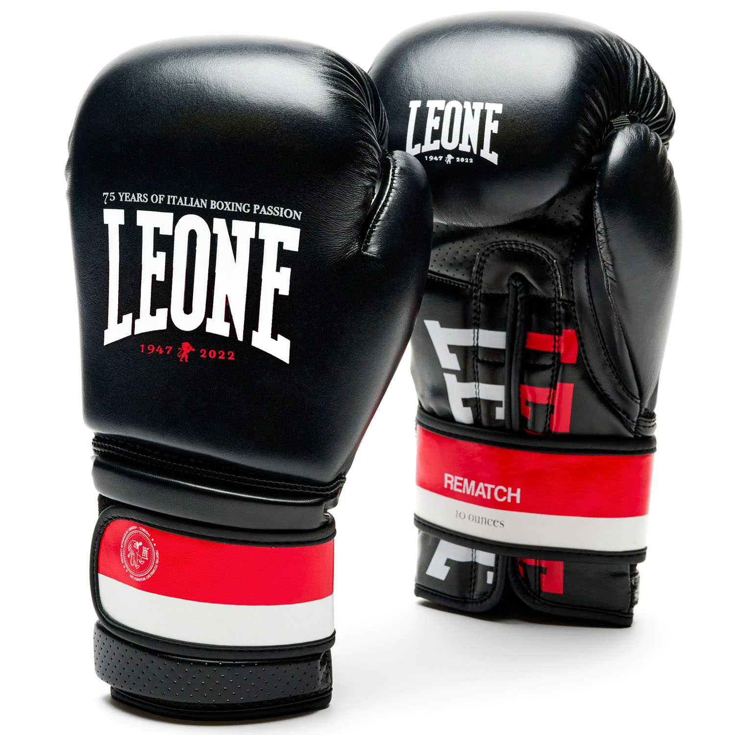LEONE Boxing Gloves, Rematch, GN332,, black, 10 Oz