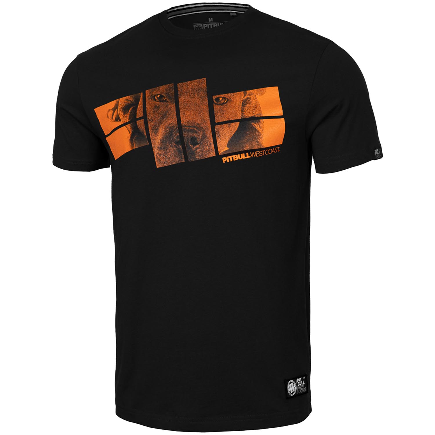Pit Bull West Coast T-Shirt, Orange Logo, schwarz