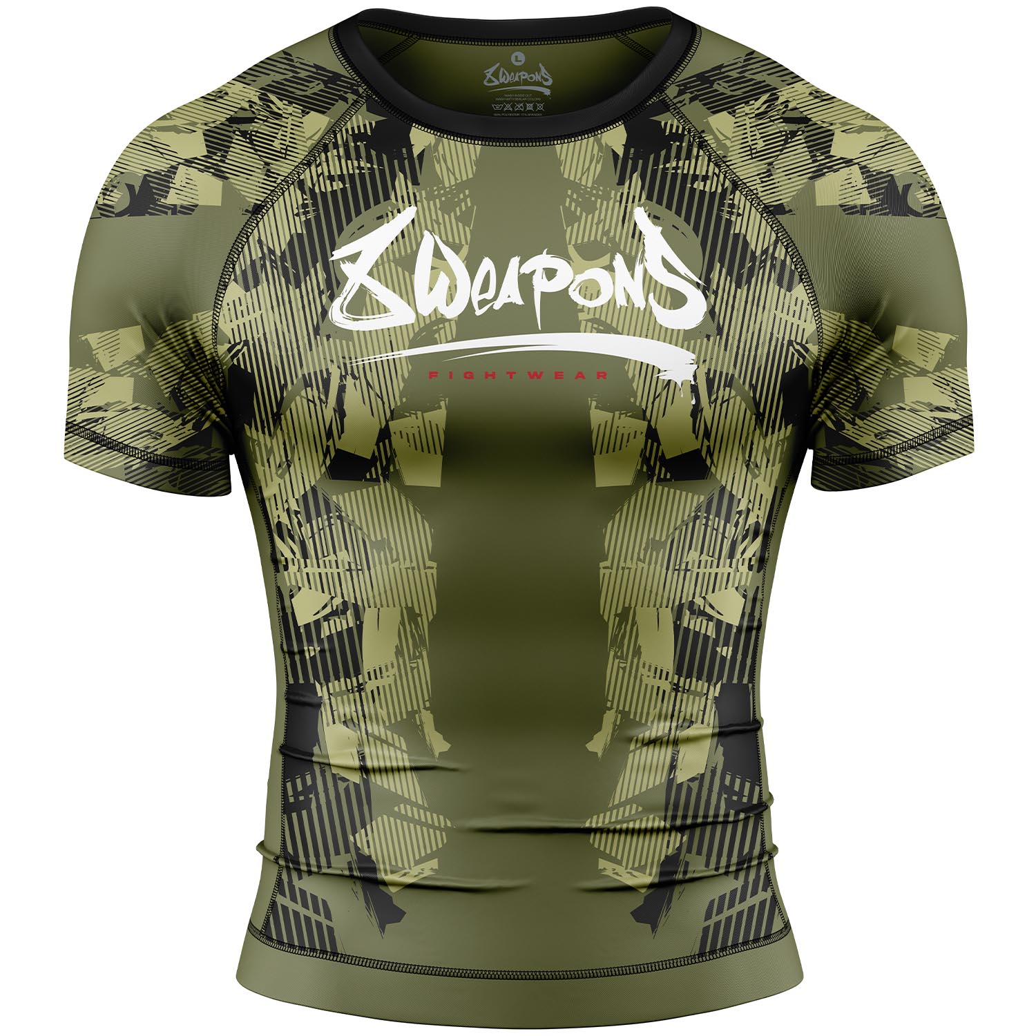 8 WEAPONS Rashguard, S/S, Hit 2.0, olive-black, XL