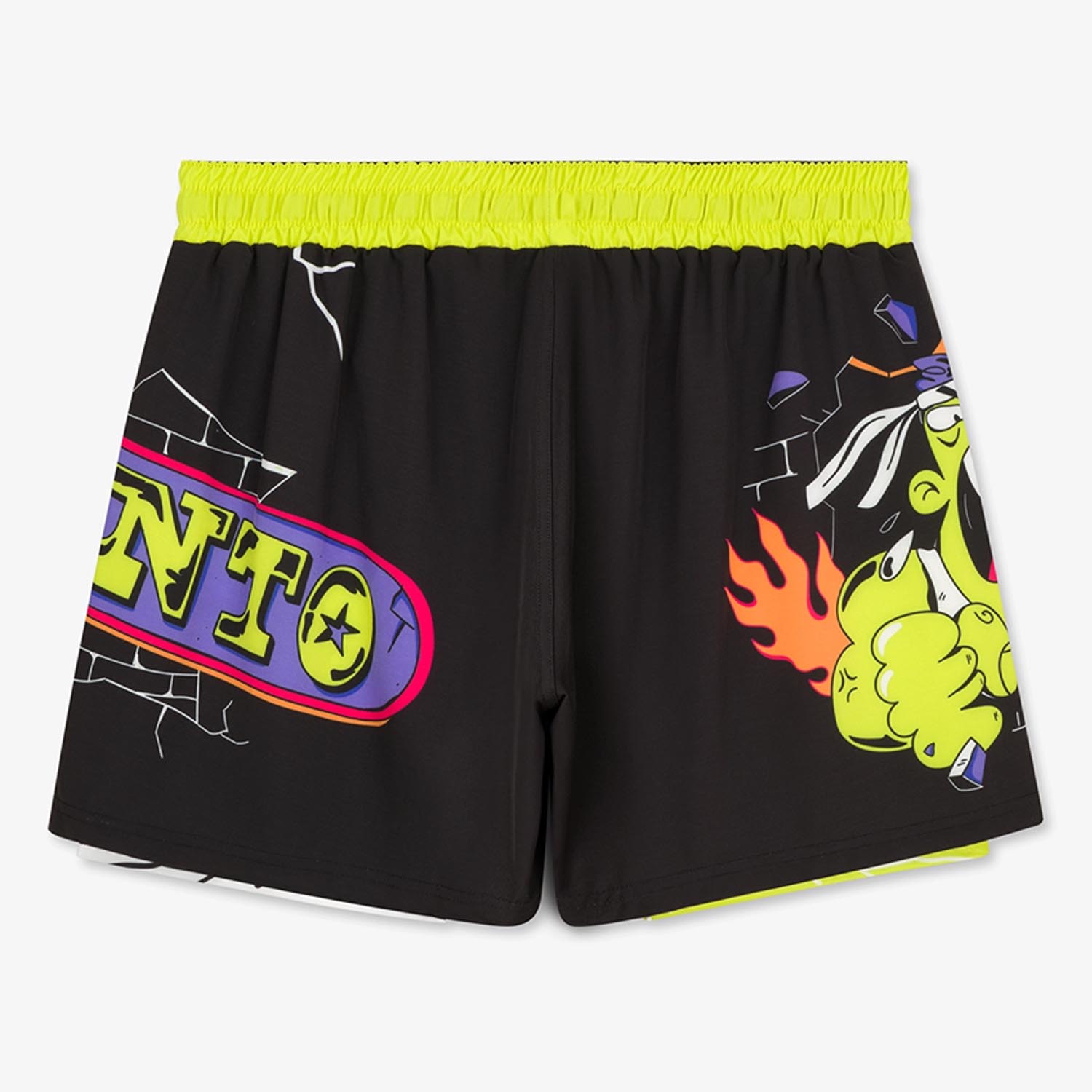MANTO MMA Fight Shorts, Middle, black-green, XXL