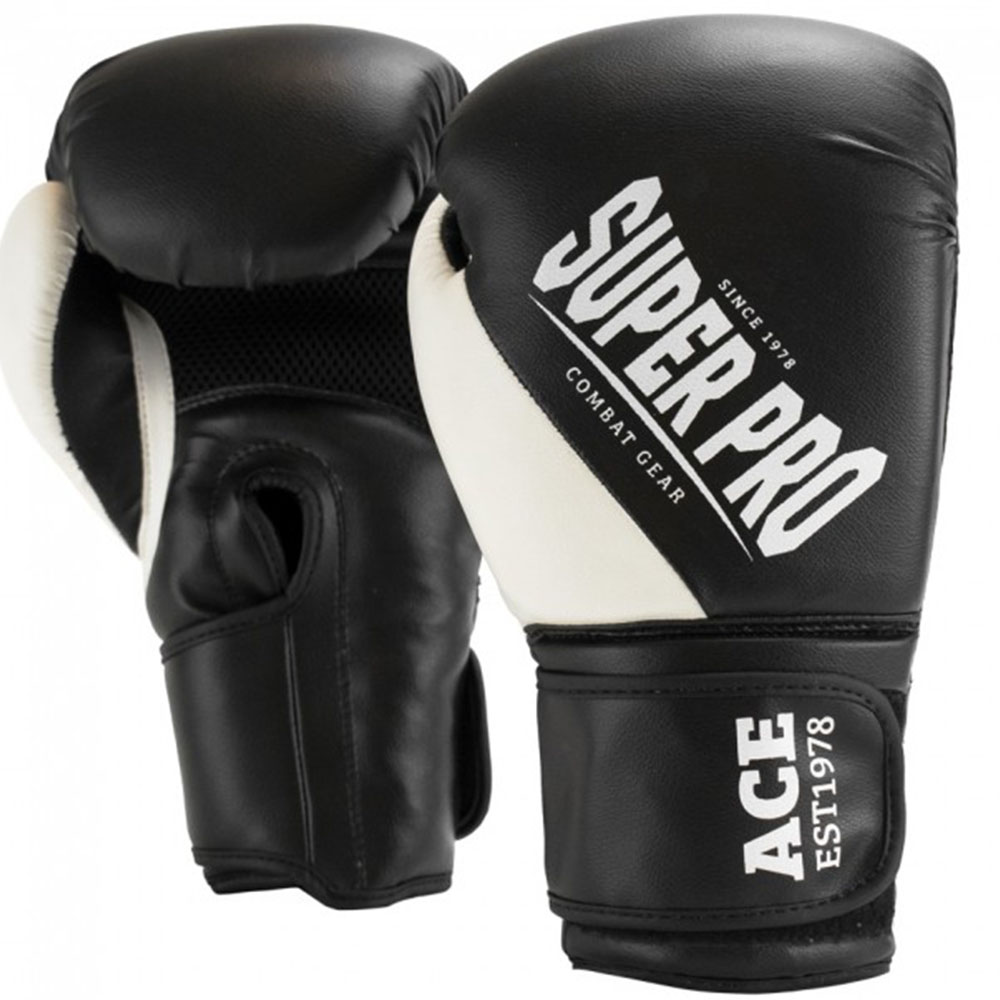 Super Pro Boxhandschuhe, ACE, schwarz-weiß, 10 Oz