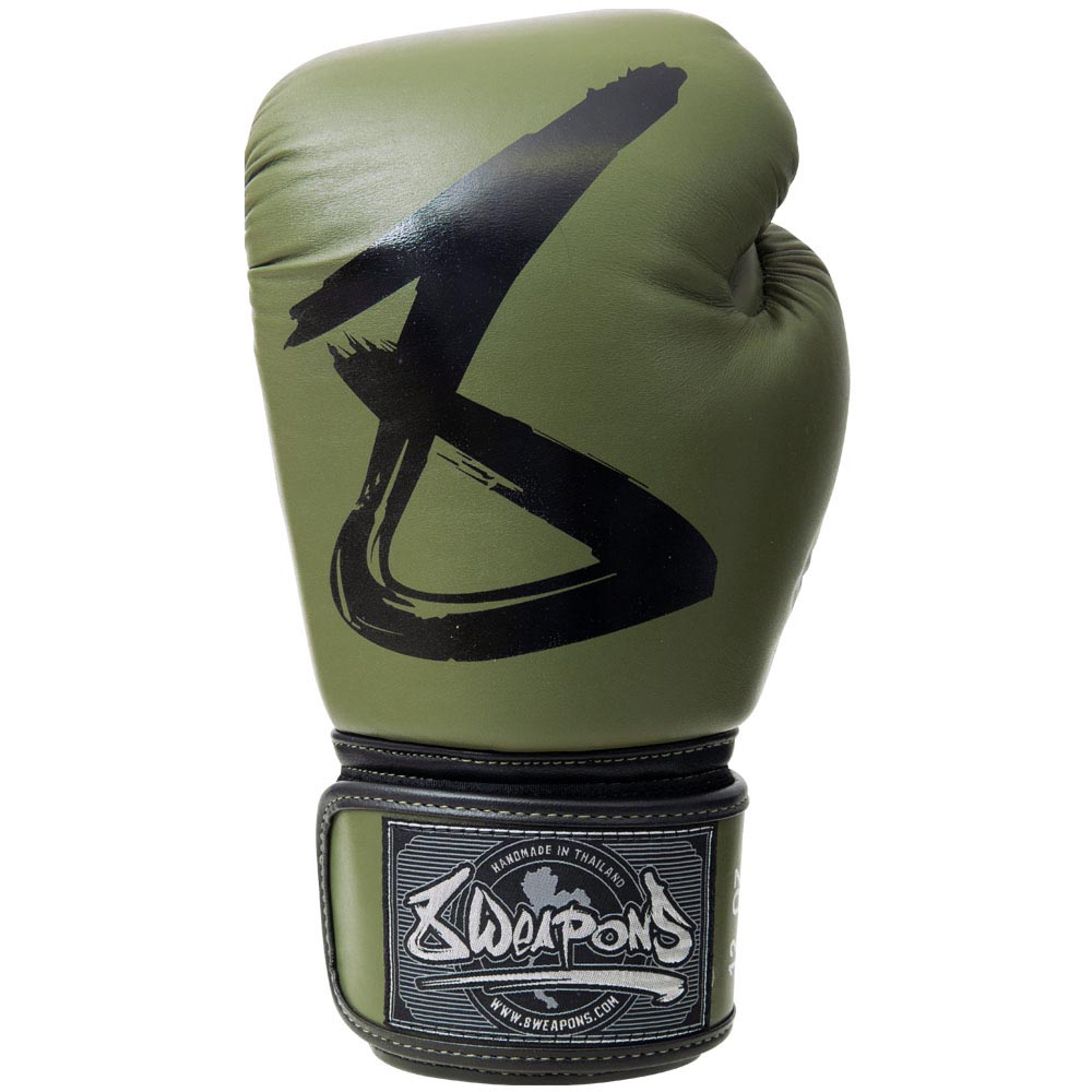 8 WEAPONS Boxing Gloves, BIG 8 Premium, olive, 10 Oz