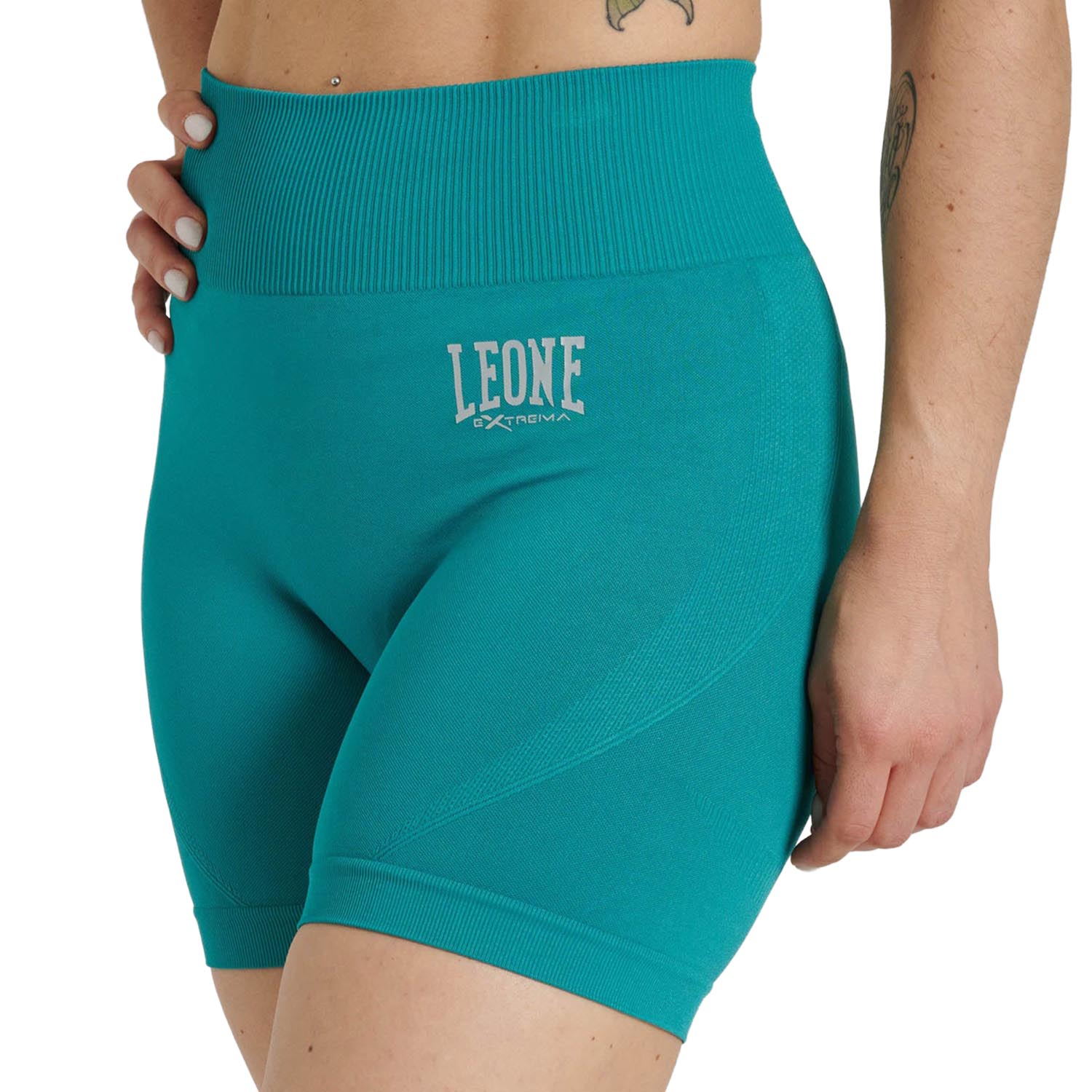 LEONE Compression Shorts, Women, Logo, turquoise-white, L