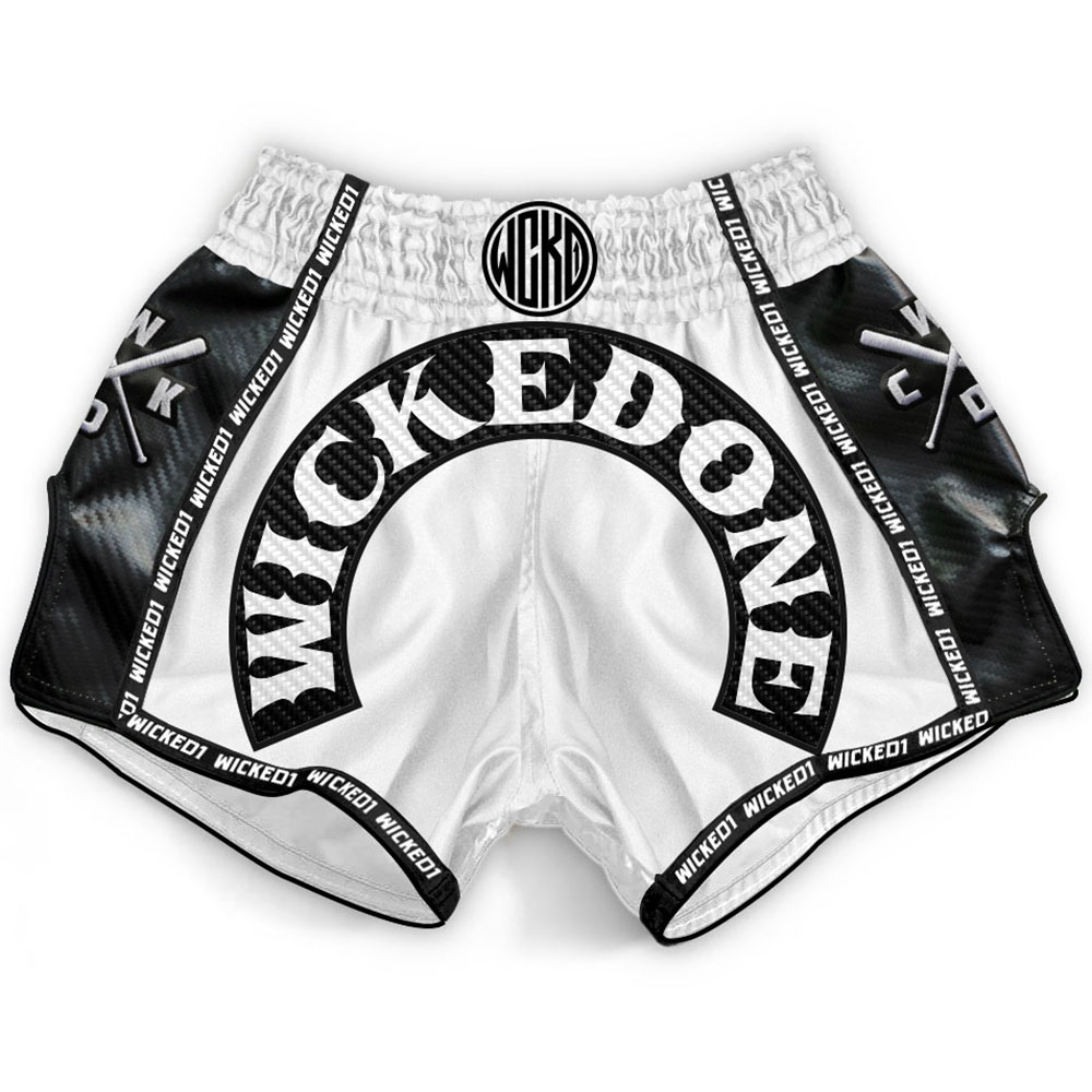 Wicked One Muay Thai Shorts, Rowdy, weiß