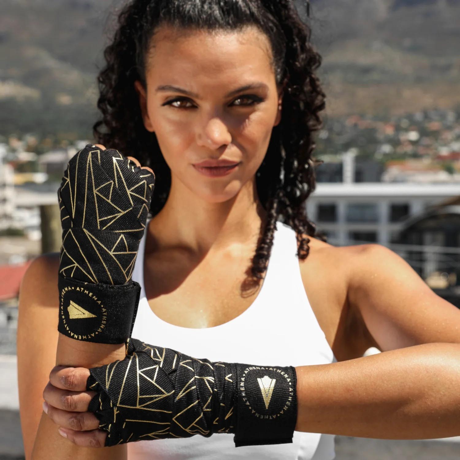 ATHENA Hand Wraps, Eris, Semi Elastic, 3 m, black-gold