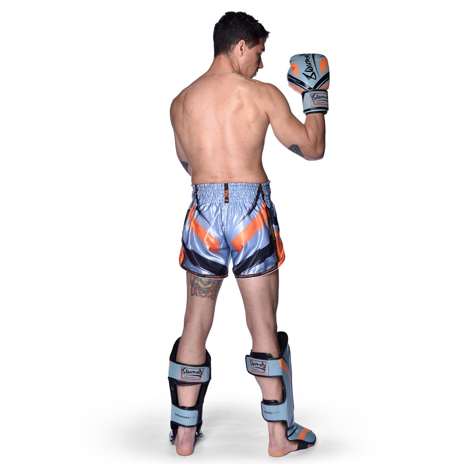 8 WEAPONS Muay Thai Shorts, Shift, ice-grey-orange, XXL