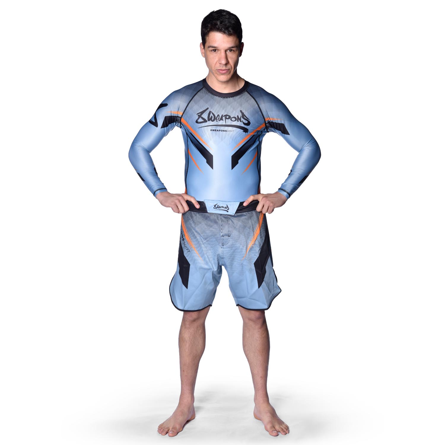 8 WEAPONS Rashguard, L/S, Shift, ice-grey-orange, XXL