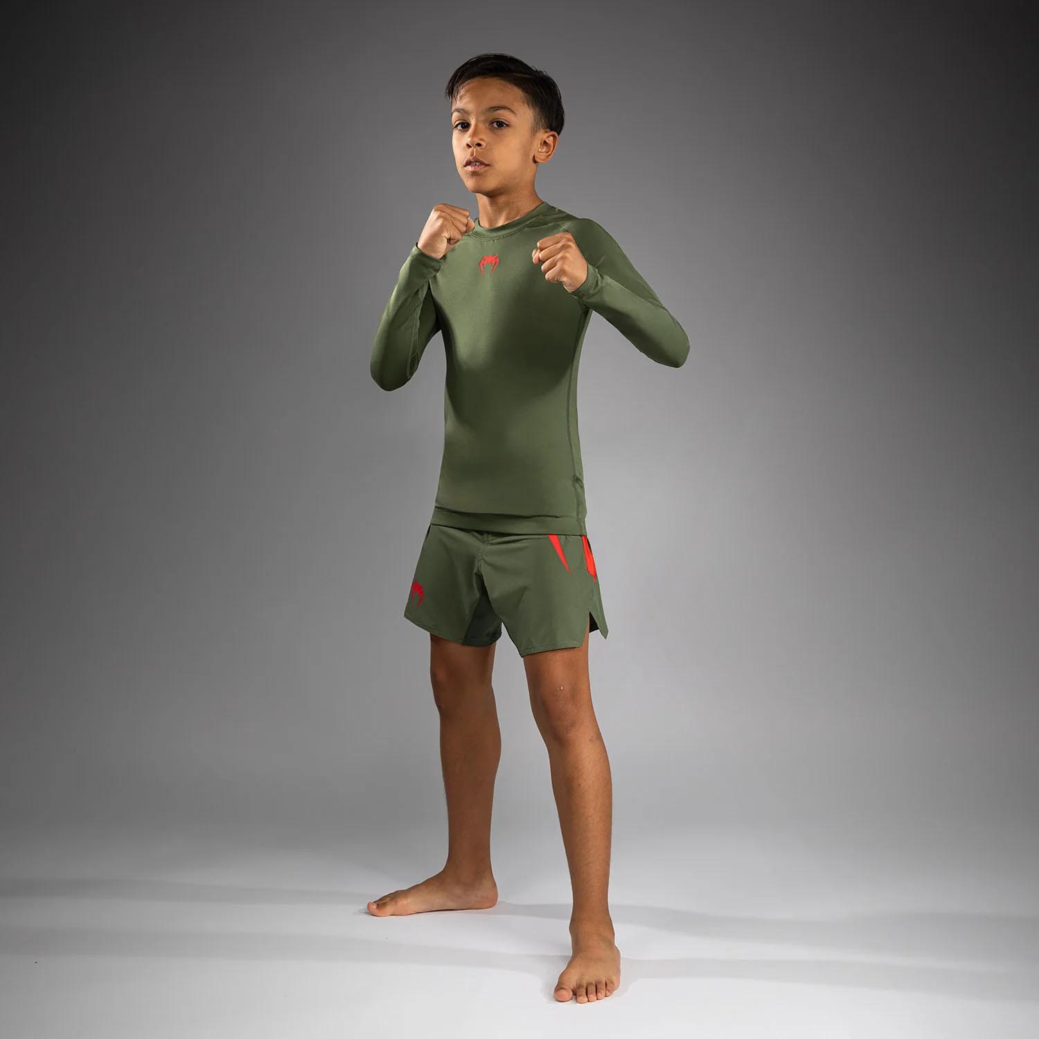 VENUM Rashguard, L/S, Kids, Contender, khaki-orange, 14 J
