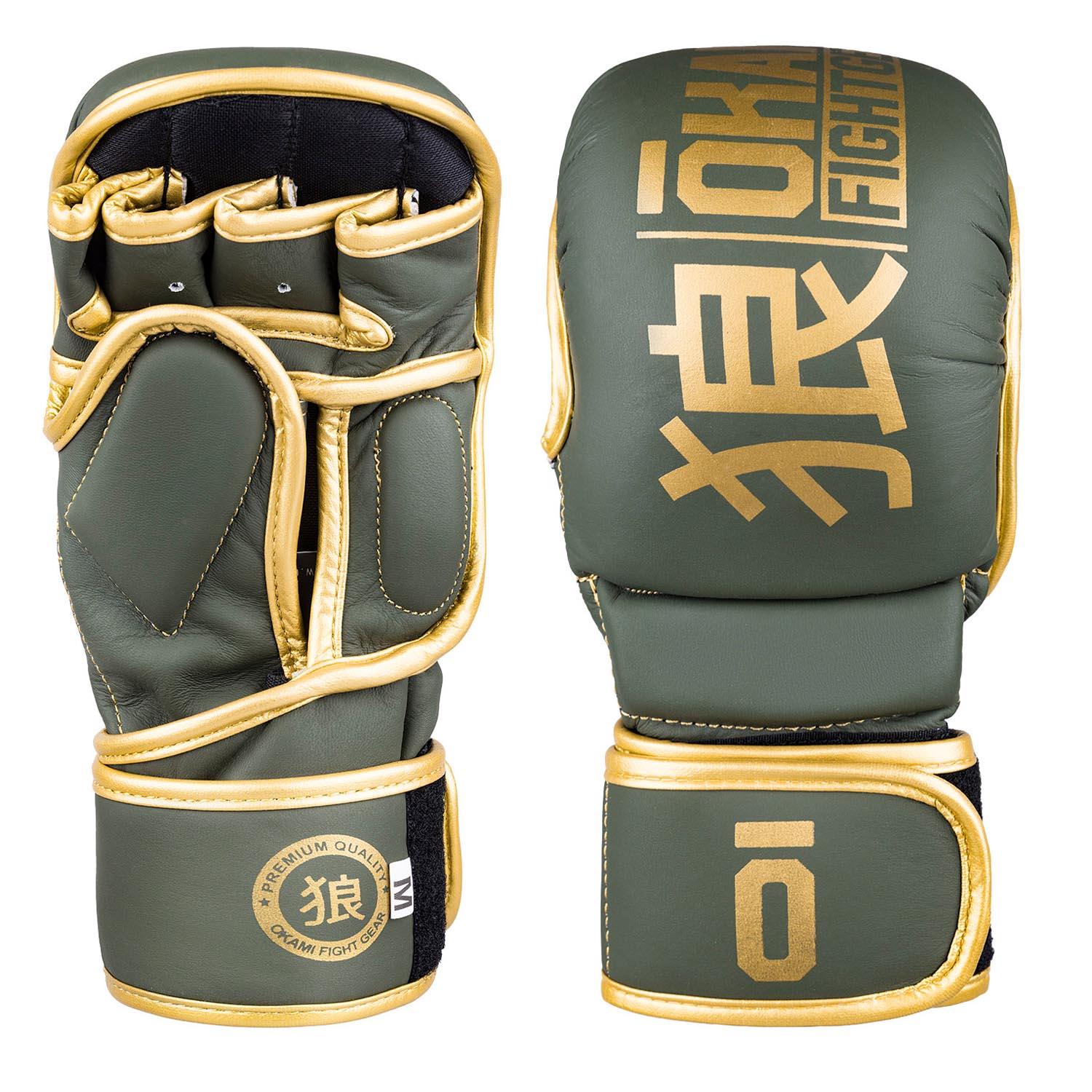 OKAMI MMA Sparring Gloves, Competitor V2, olive-gold, M