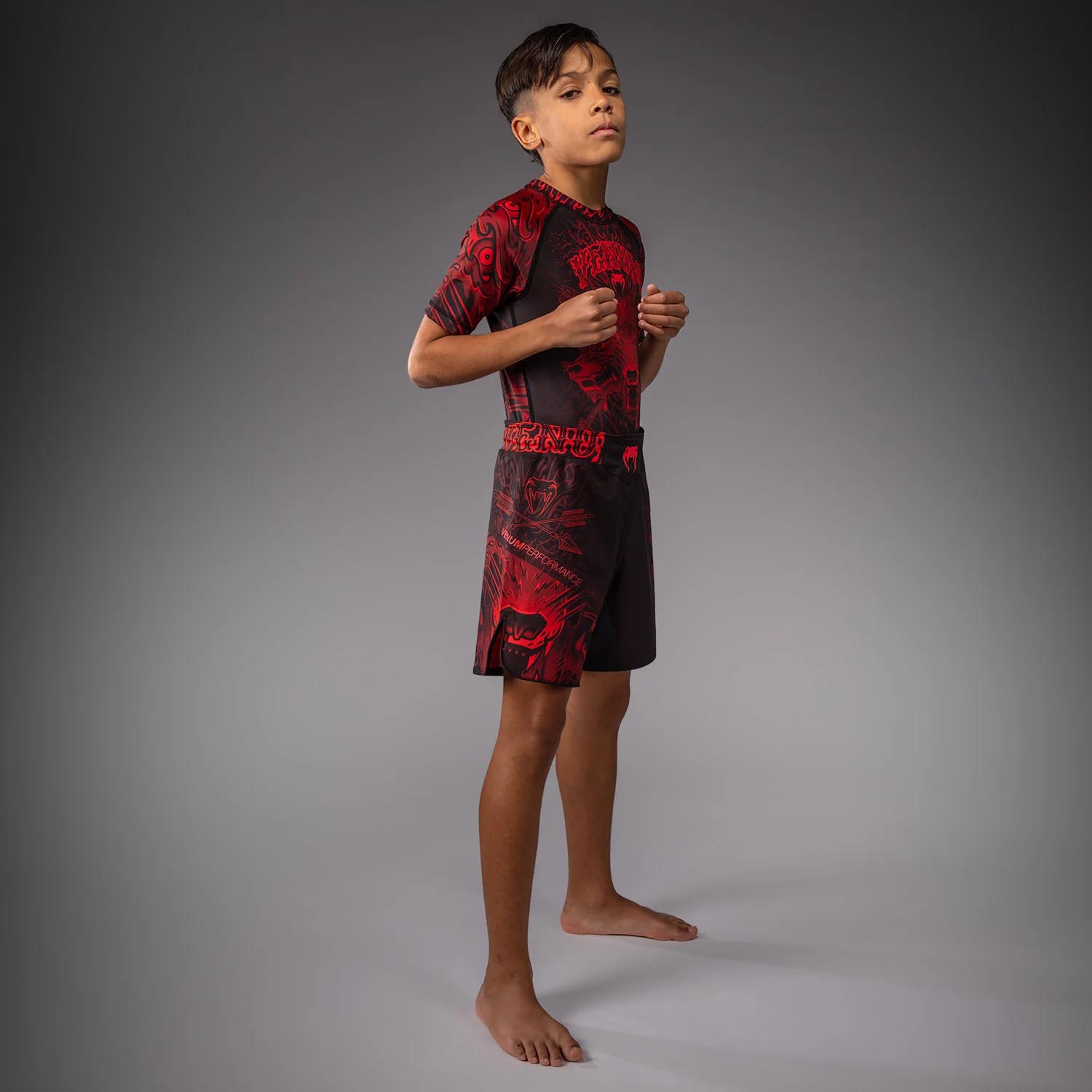 VENUM MMA Fight Shorts, Kids, Wolf Atak, black-red, 12 J