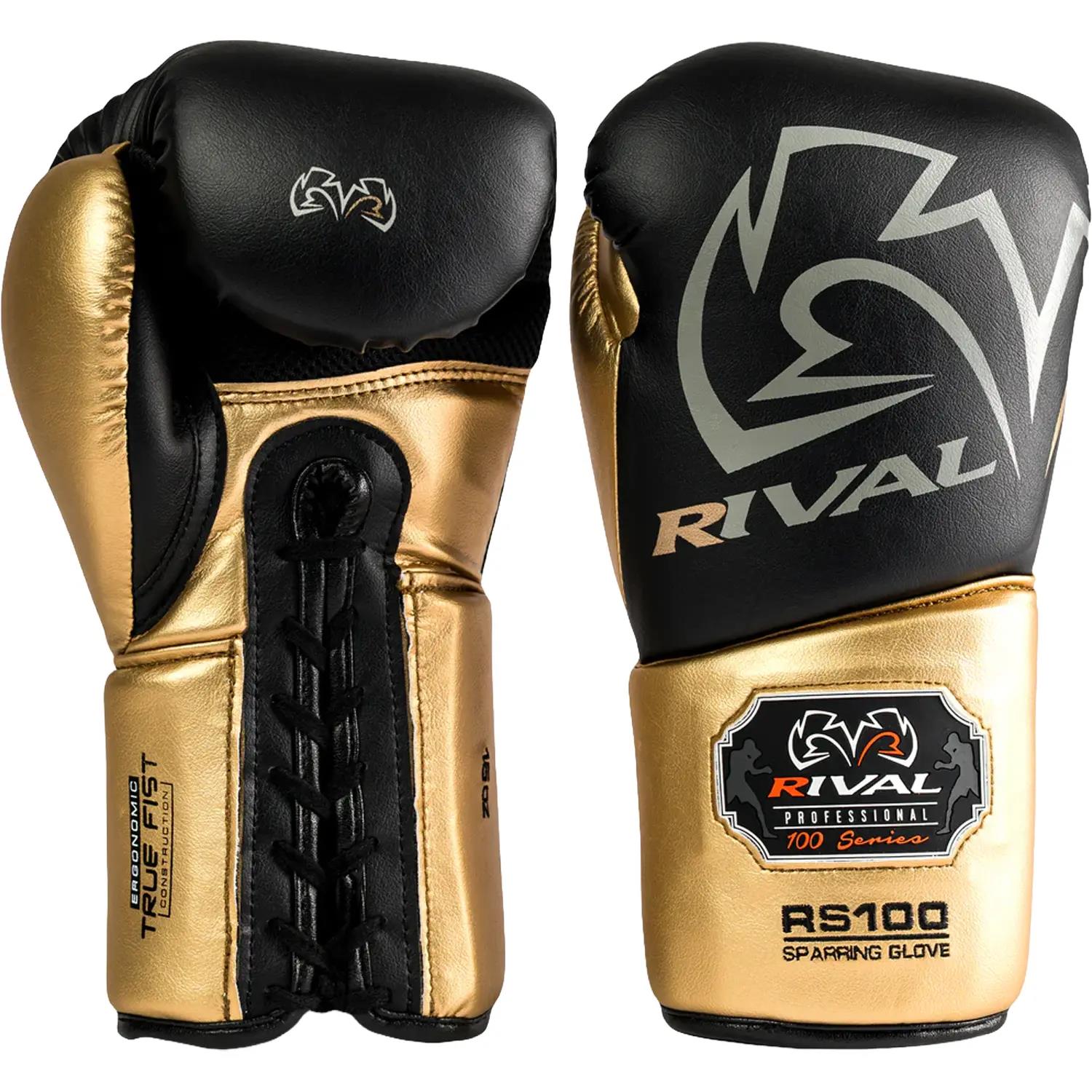 Rival Boxing Gloves, RS100, Professional, black-gold, 16 Oz