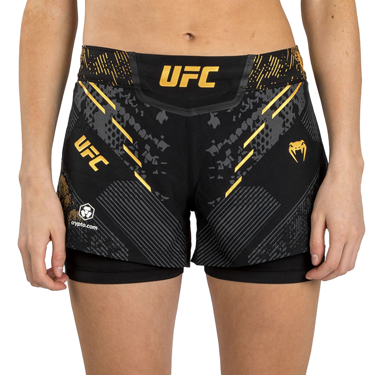 VENUM MMA Fight Shorts, Damen, UFC Fight Night, Adrenaline, schwarz-gold, XL