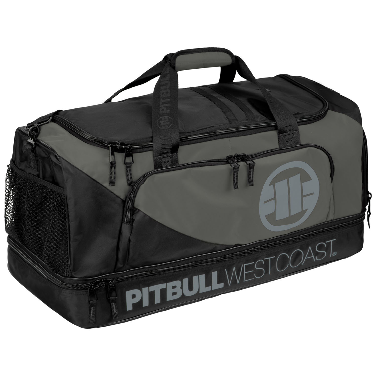 Pit Bull West Coast, Sport Bag, Big Duffle Bag, Logo TNT, black-grey