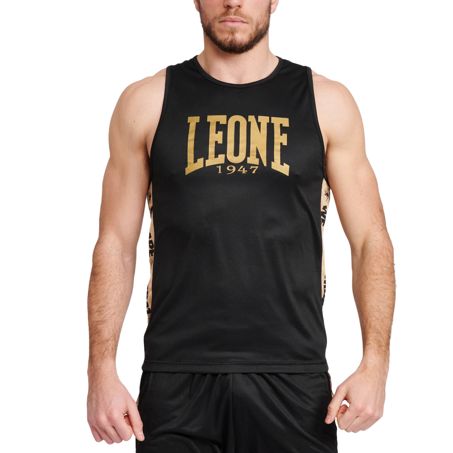 LEONE Fitness T-Shirt, DNA, ABX706, schwarz-gold, M