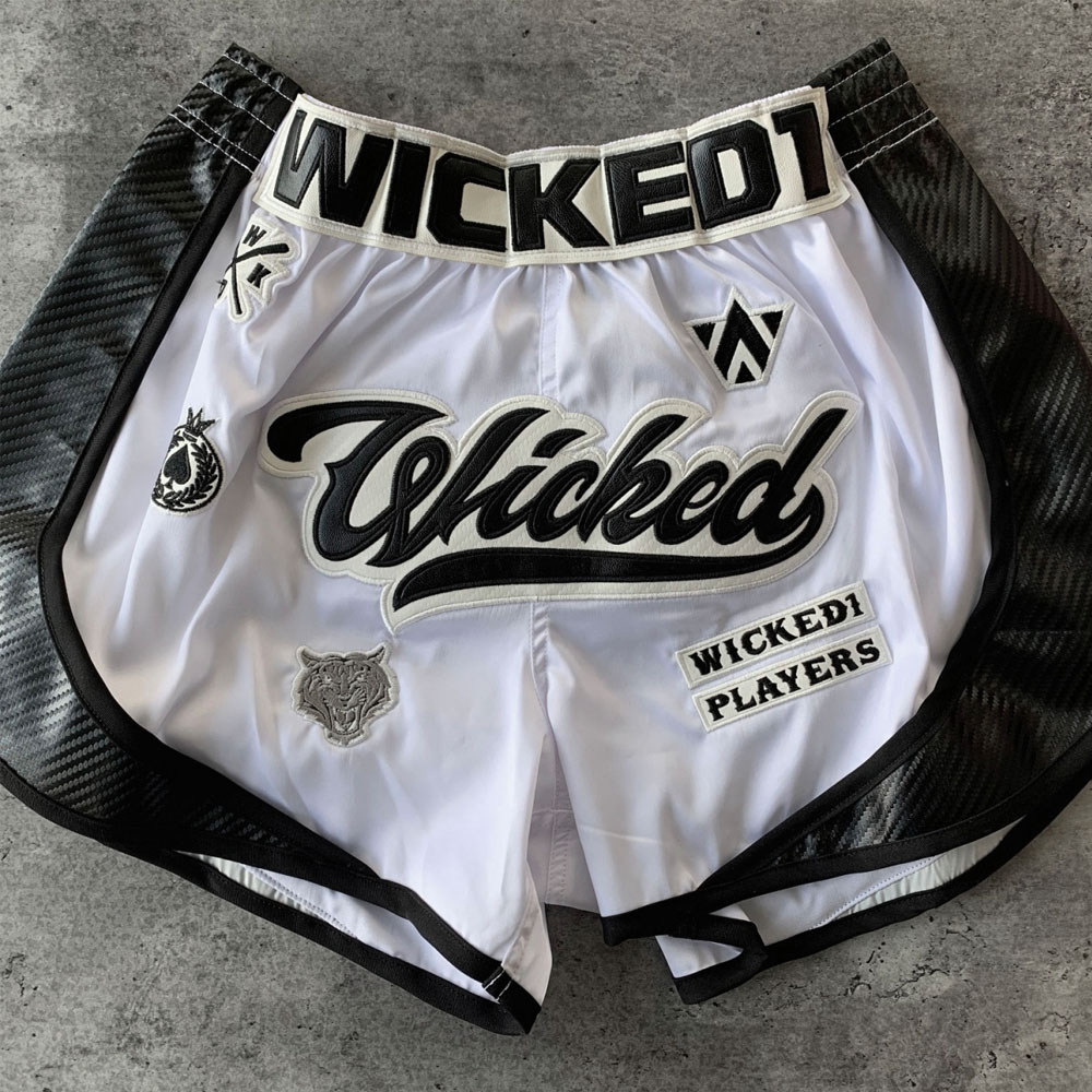 Wicked One Muay Thai Kickboxen Shorts Squad Weiß Thaiboxen Fight Hose S M L XL 