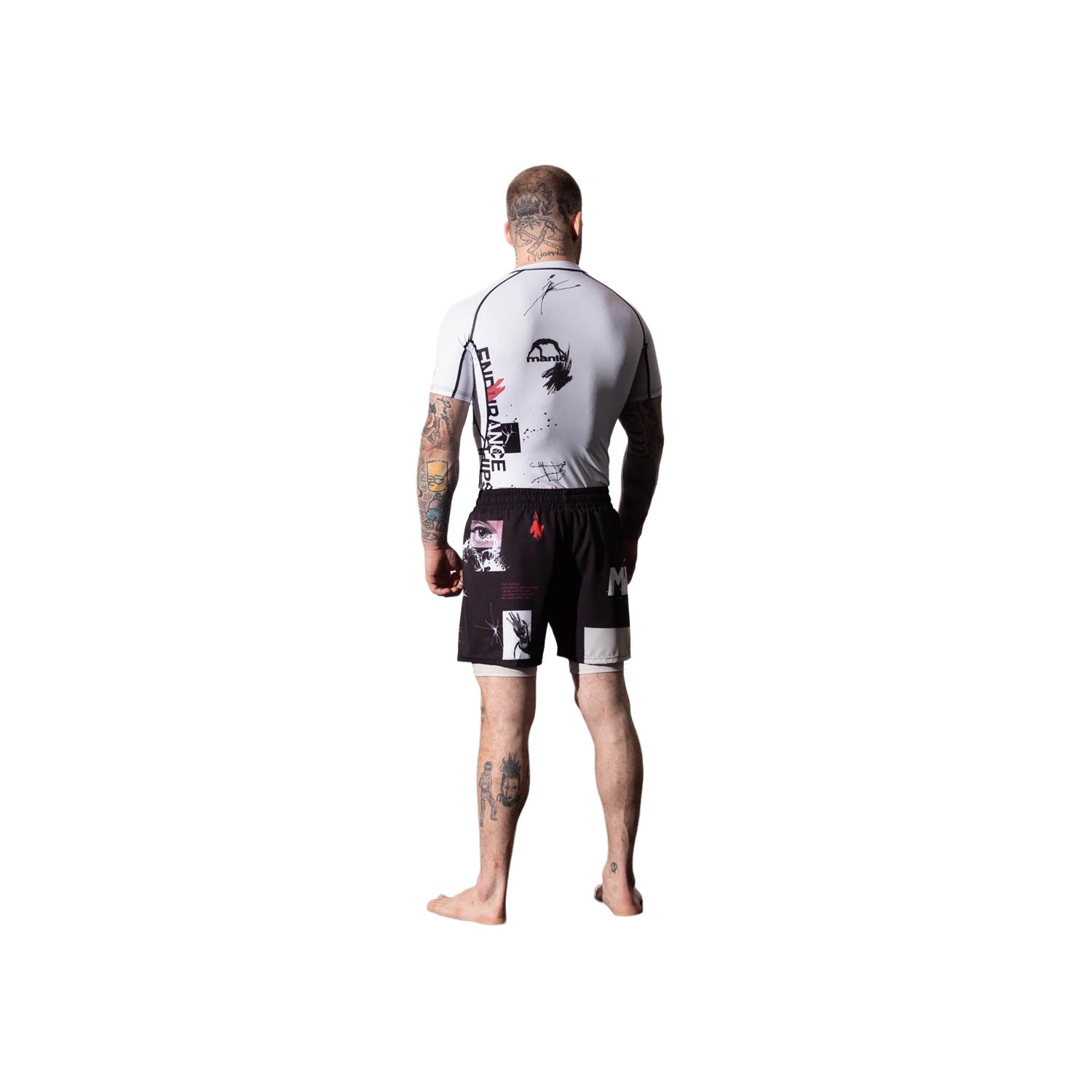 MANTO MMA Fight Shorts, Overcome, black-white, XXL