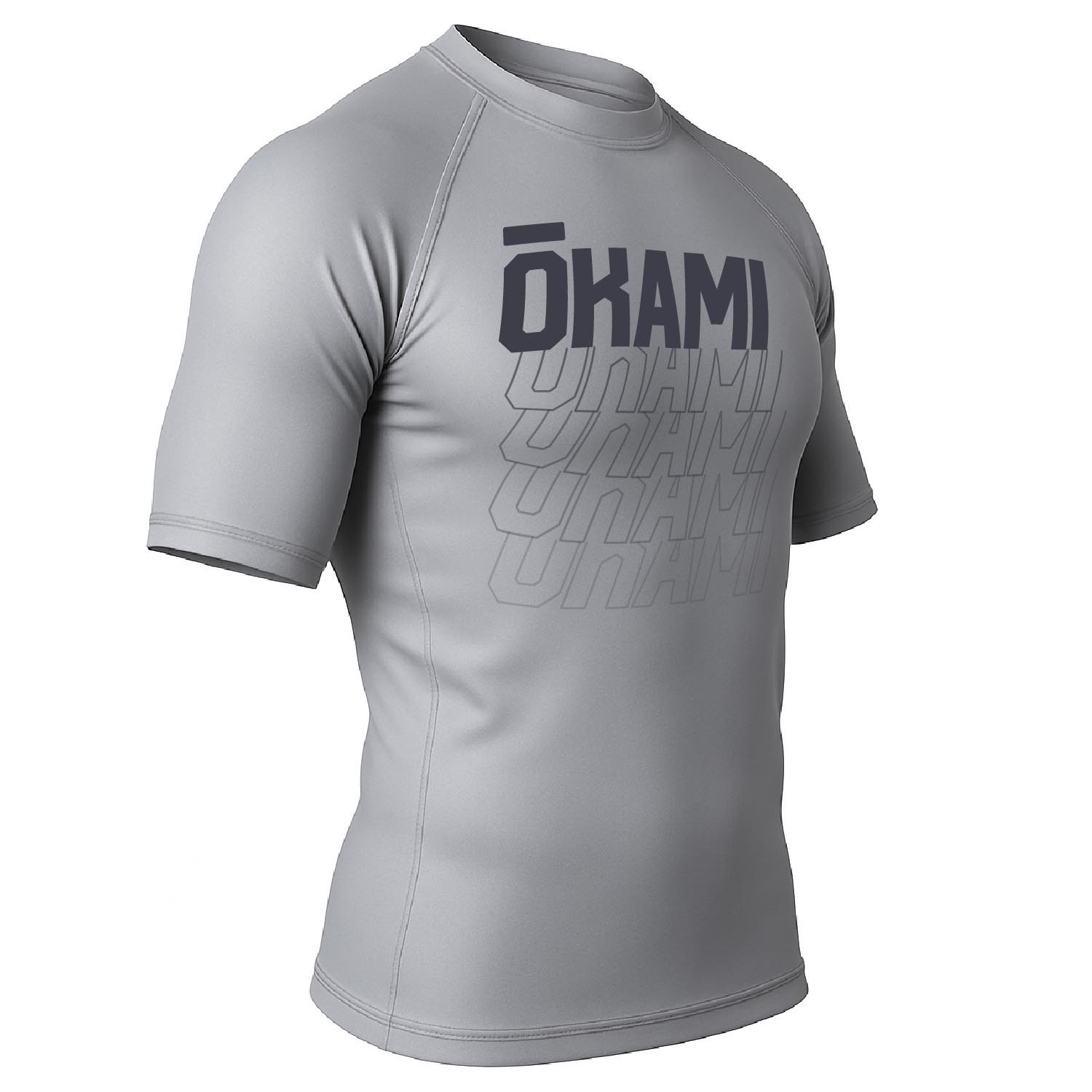 OKAMI Rashguard, S/S, Logo, grey, XL
