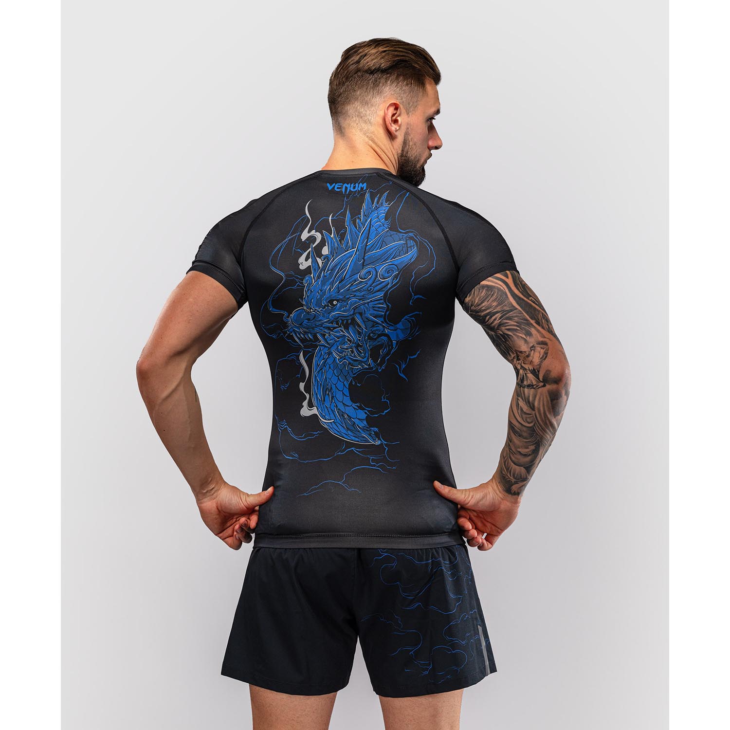VENUM Rashguard, S/S, Thunder Dragon, black-blue, XXL