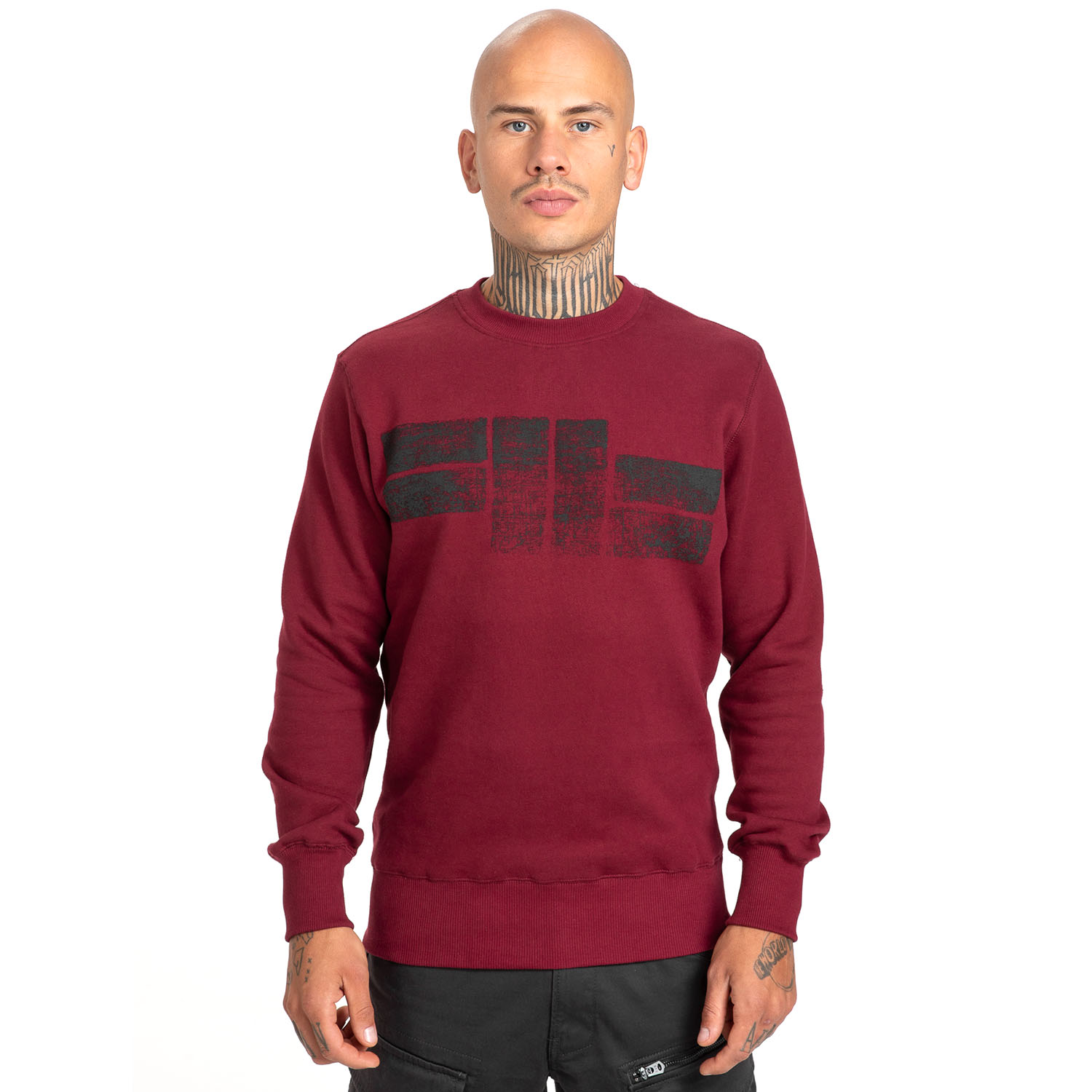 Pit Bull West Coast Pullover, Classic Logo, weinrot