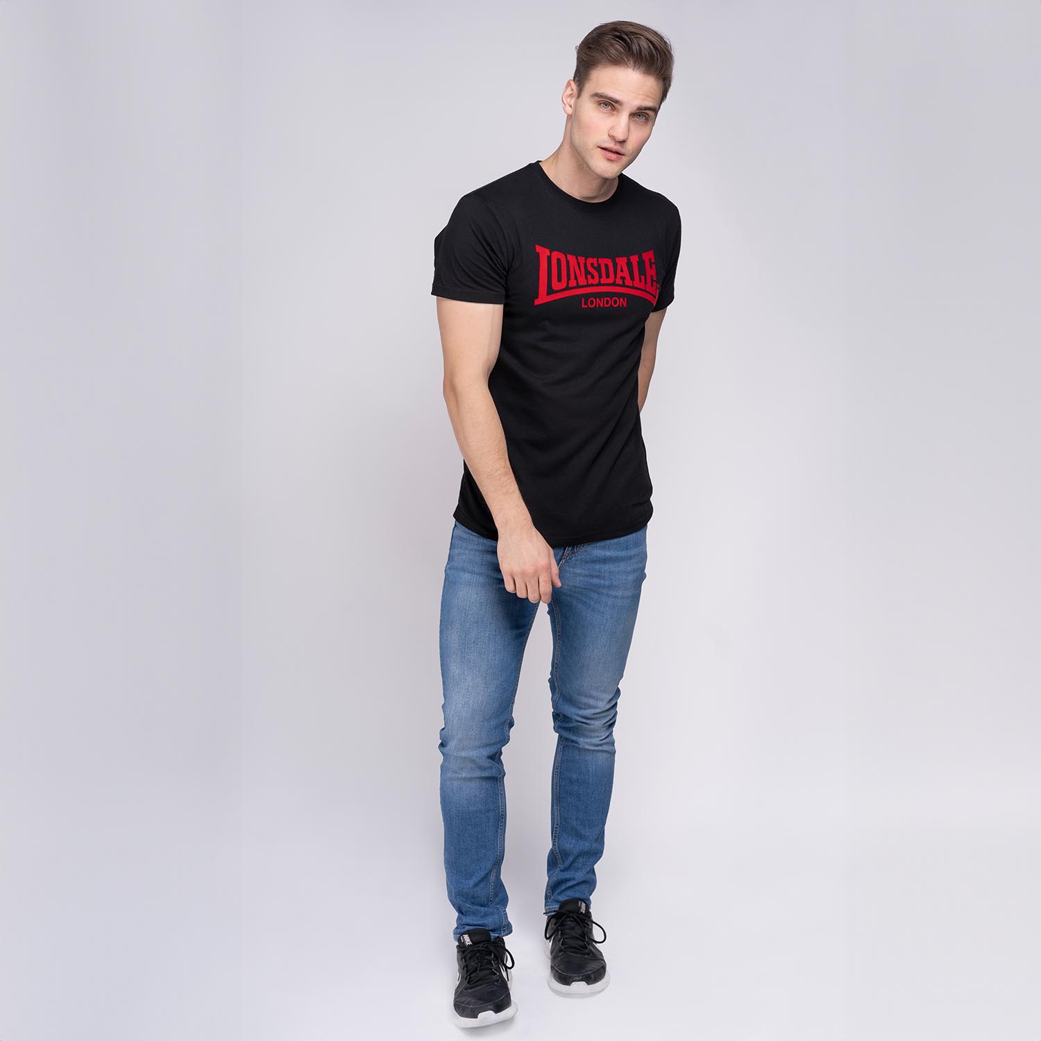 Lonsdale T-Shirt, LL008 One Tone, black-red, XXXL
