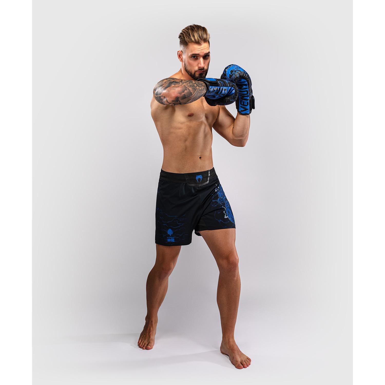 VENUM MMA Fight Shorts, Thunder Dragon, black-blue, XXL