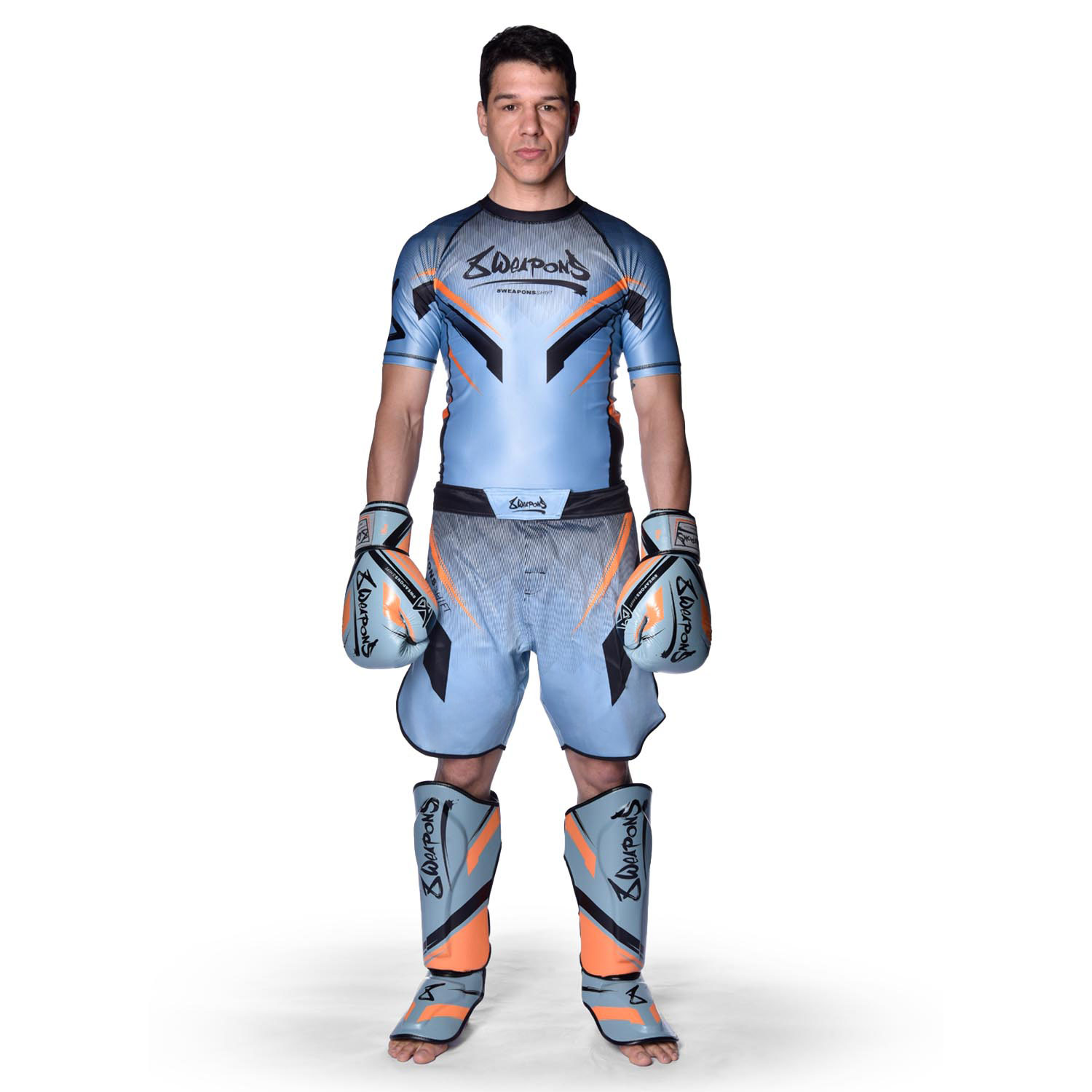 8 WEAPONS Fight Shorts, Shift, ice-grey-orange, XXL