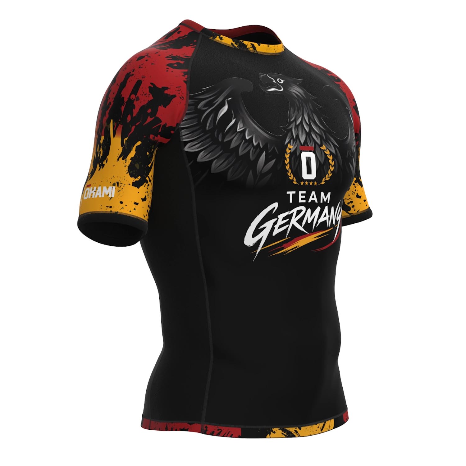 OKAMI Rashguard, S/S, Team Germany, black-red-gold, XXL