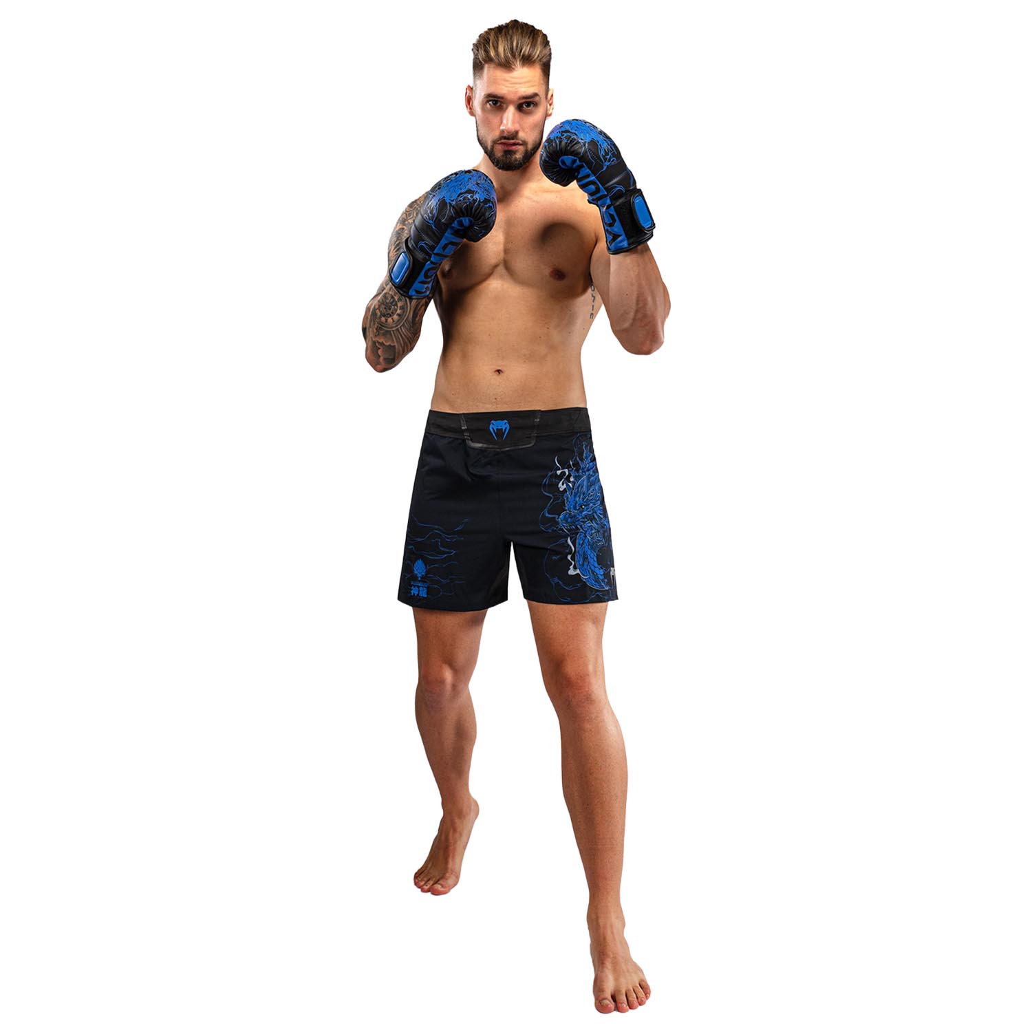 VENUM MMA Fight Shorts, Thunder Dragon, black-blue, XXL