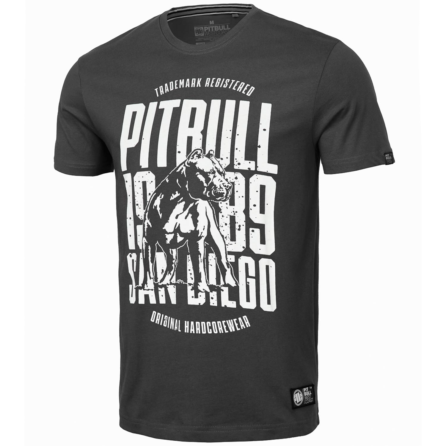 Pit Bull West Coast T-Shirt, San Diego Dog, grau