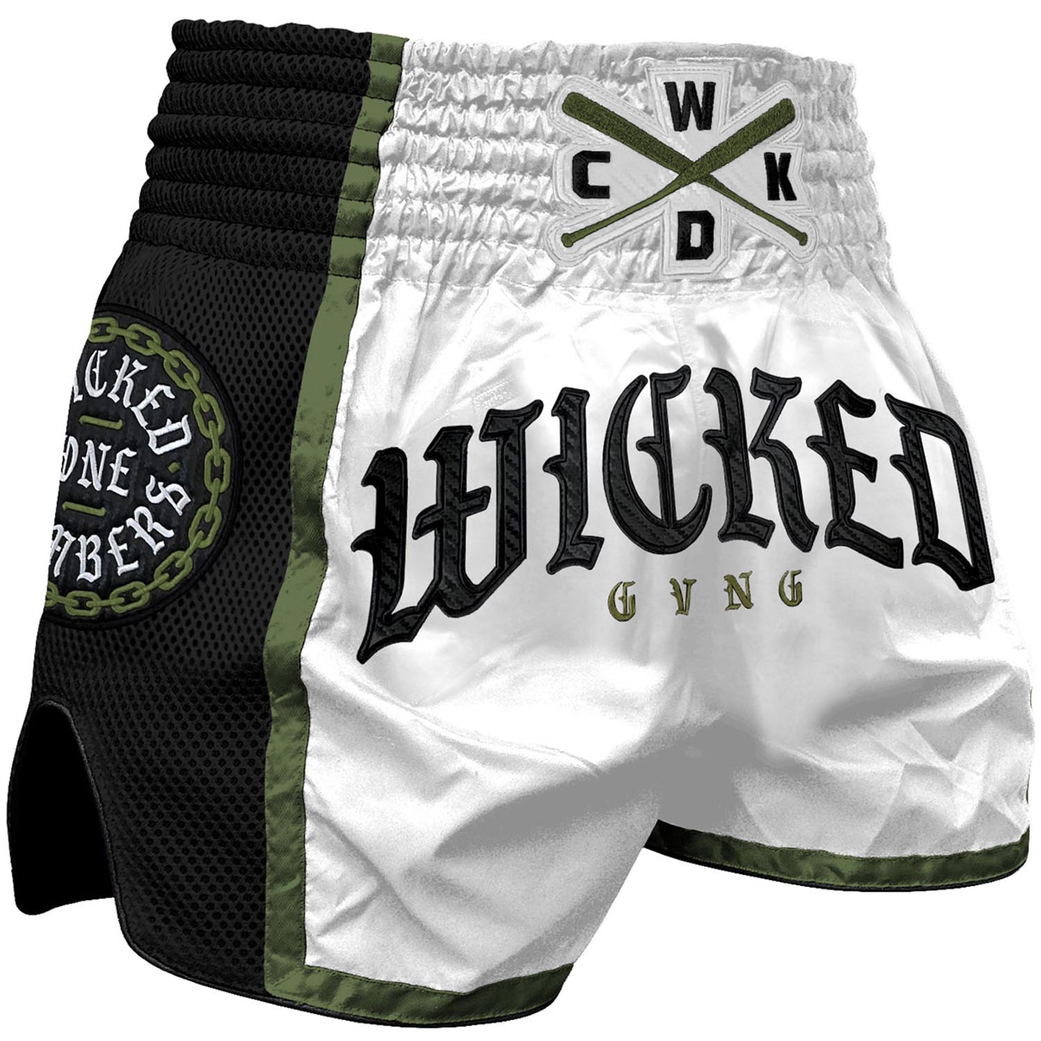 Wicked One Muay Thai Shorts, Brotherhood, weiß-khaki, XL