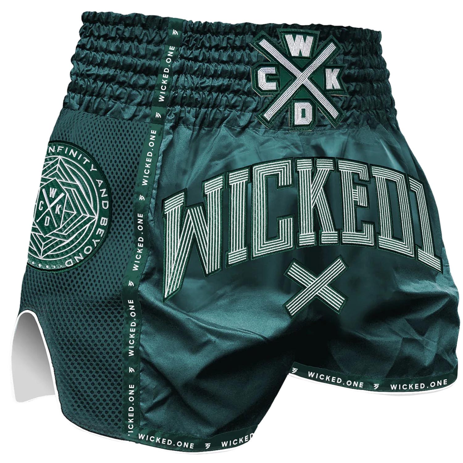 Wicked One Muay Thai Shorts, Cross Line, green-white, XXL