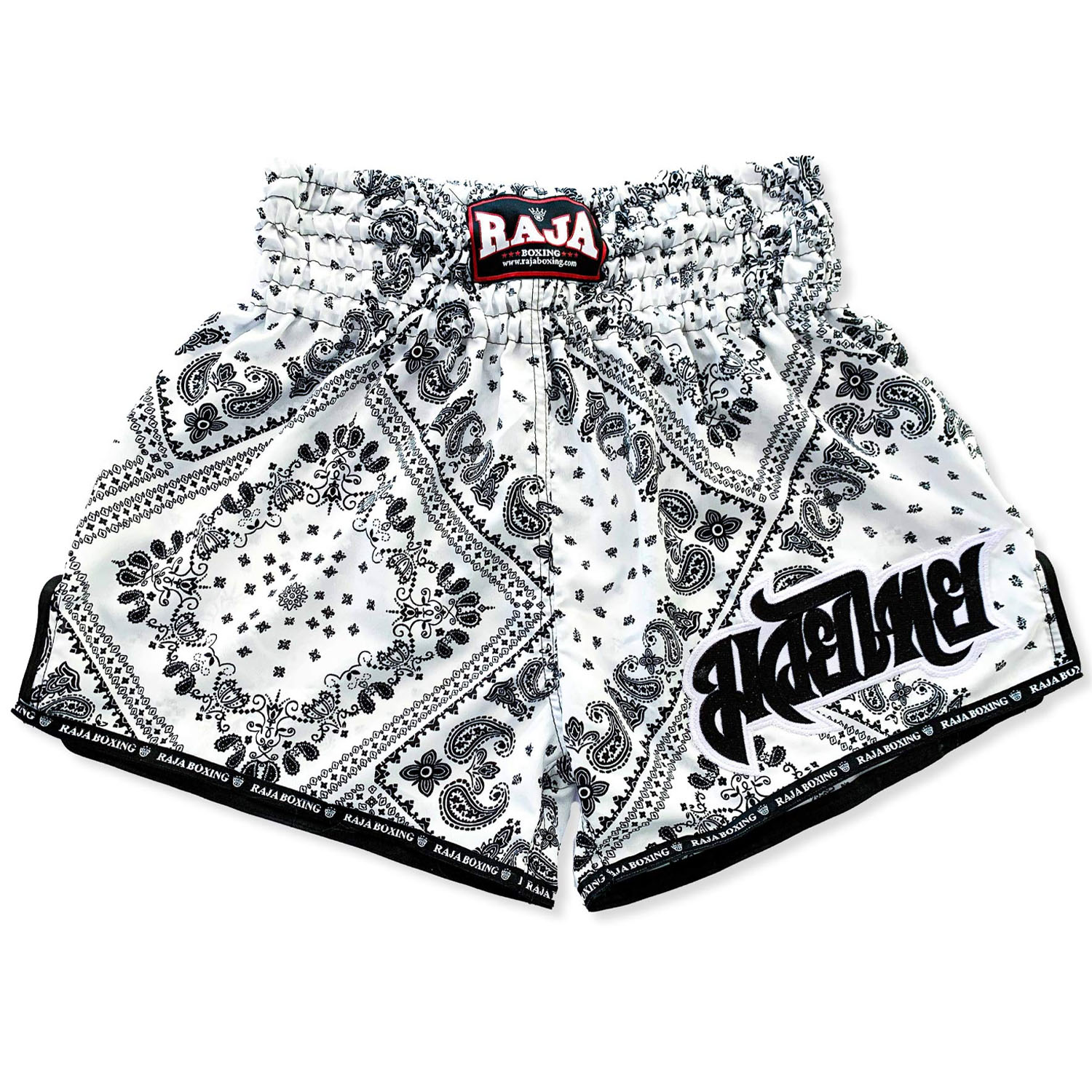 RAJA Boxing Muay Thai Shorts, SP65-038, white-black