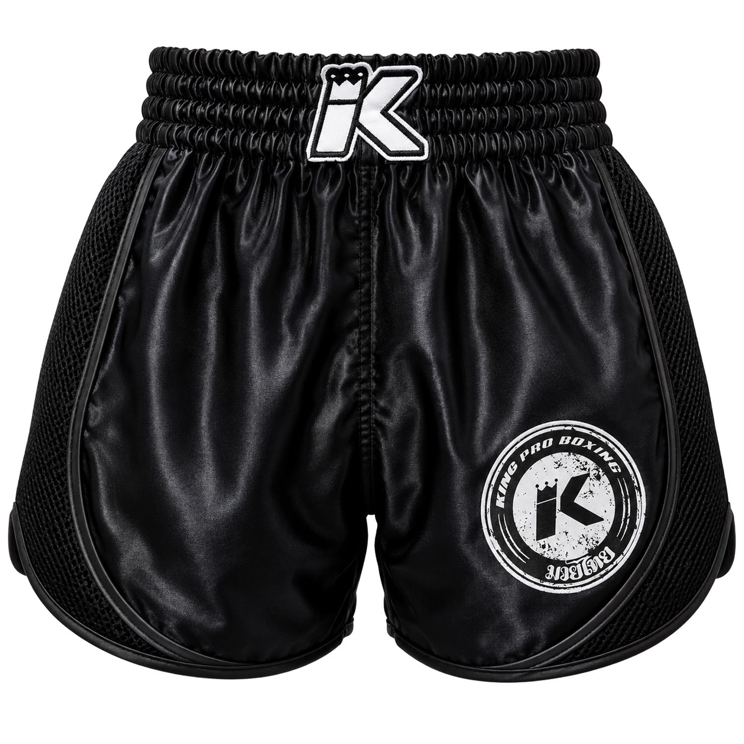 KING PRO BOXING Muay Thai Shorts, Retro Mesh 1, black, L