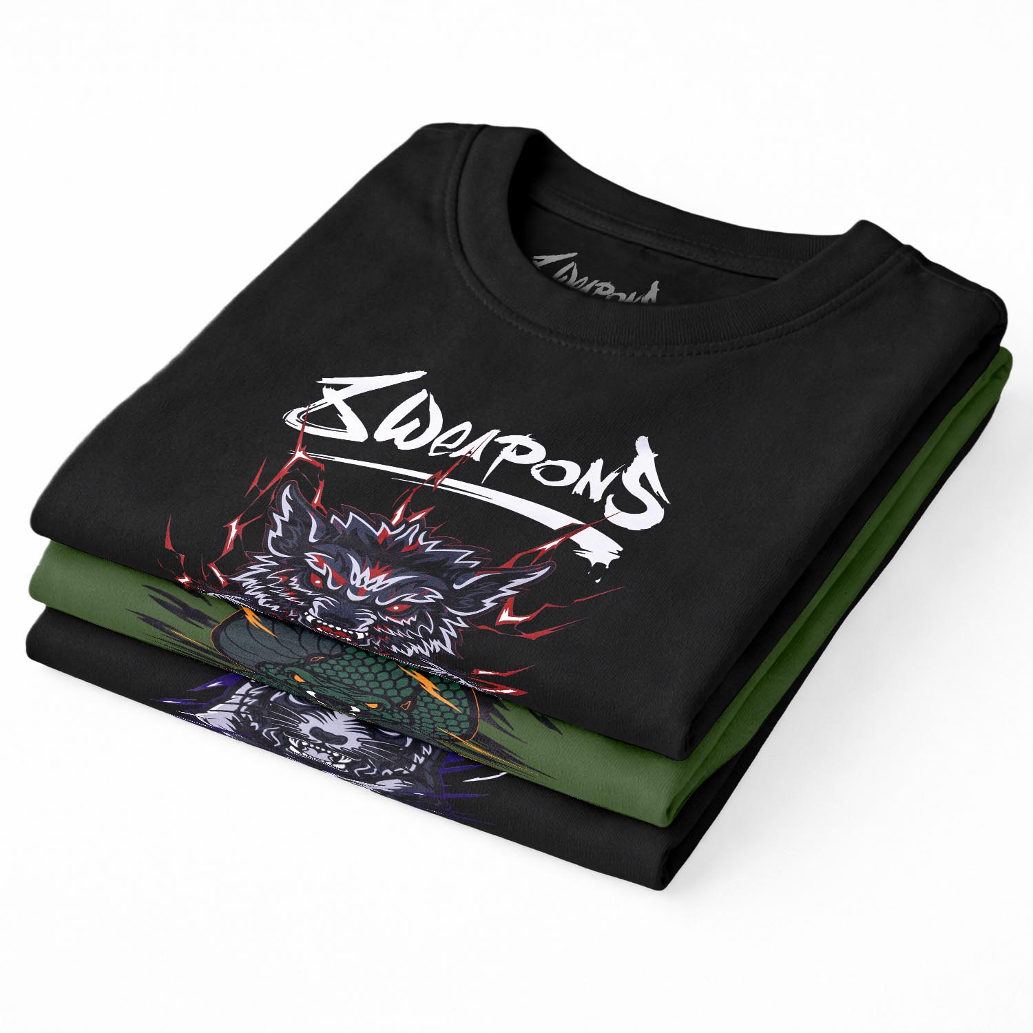 8 WEAPONS T-Shirt, Kids, Beastial Wolf, black-red, 128