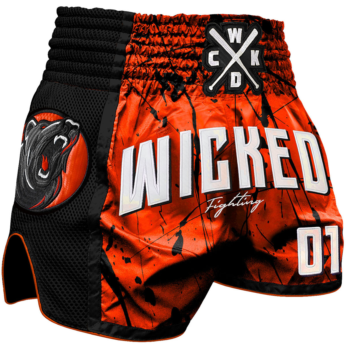 Wicked One Muay Thai Shorts, Bad Bear, orange-black