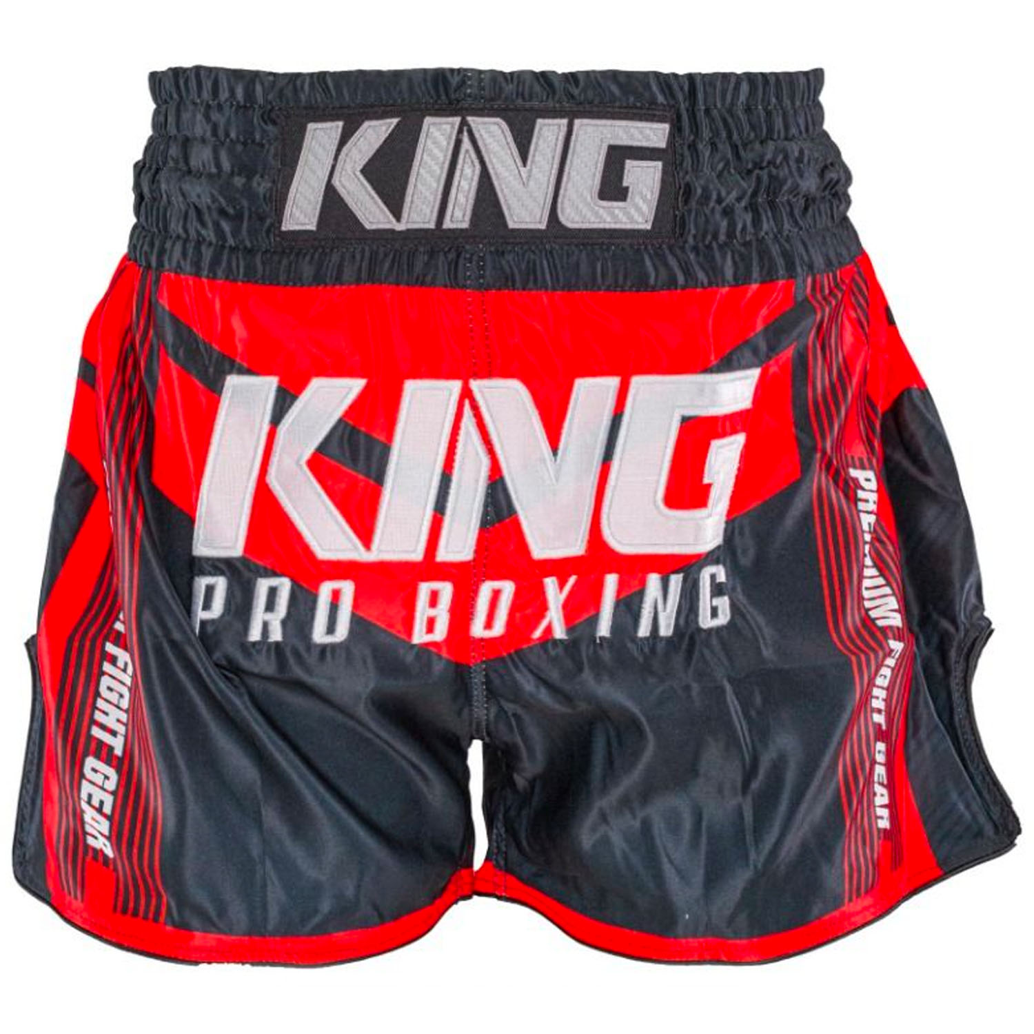 KING PRO Boxing Muay Thai Shorts, Endurance 6, schwarz-rot
