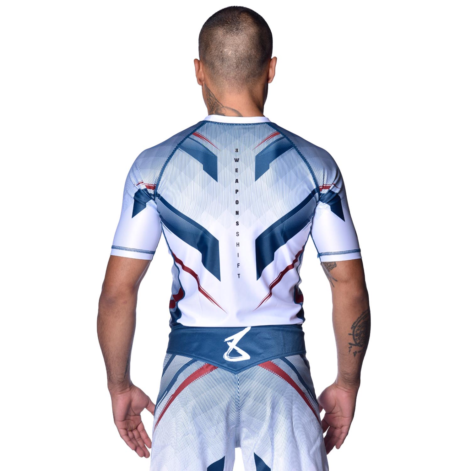 8 WEAPONS Rashguard, S/S, Shift, white-navy-red, XXL