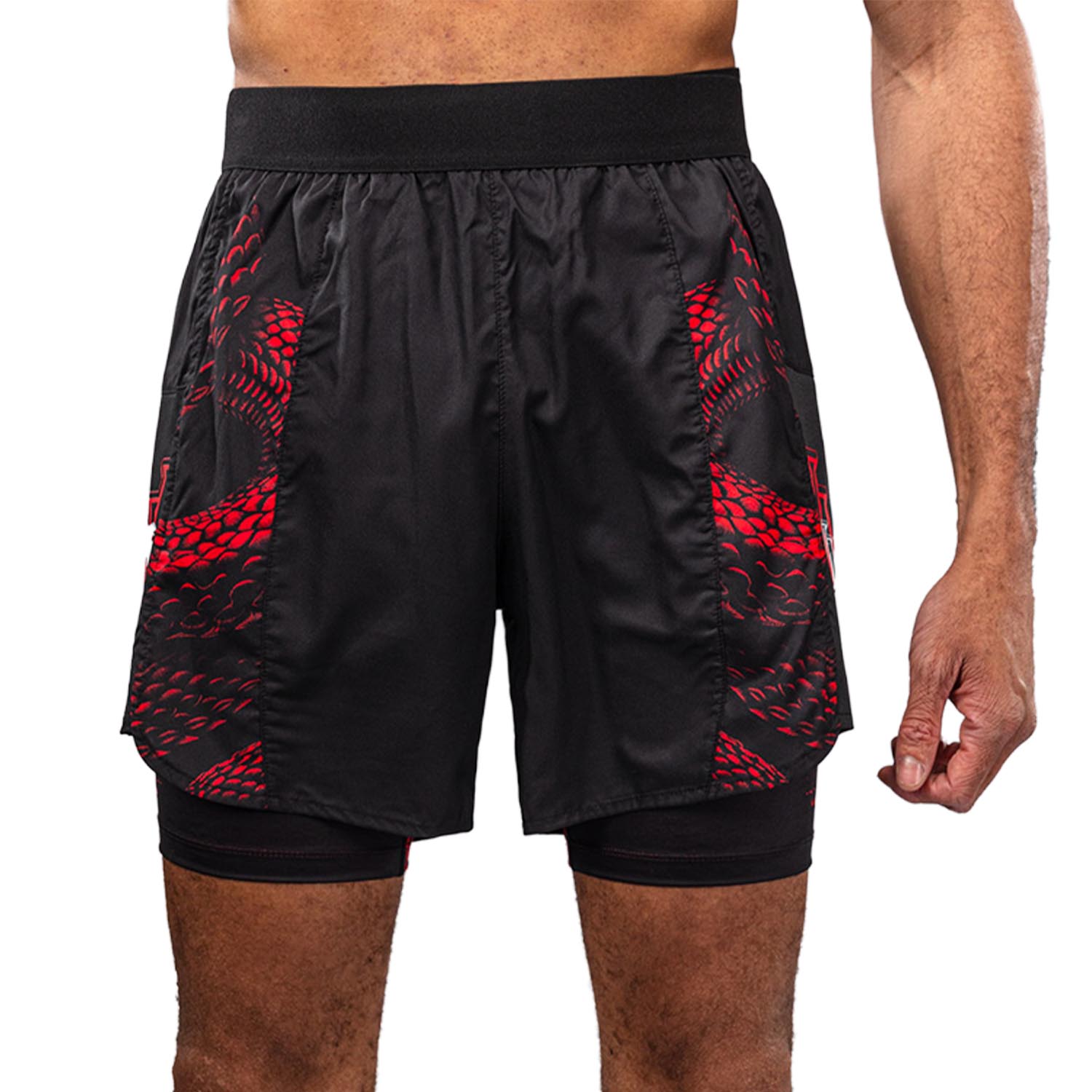 VENUM Training Shorts, Matupa, black-red-silver, XL