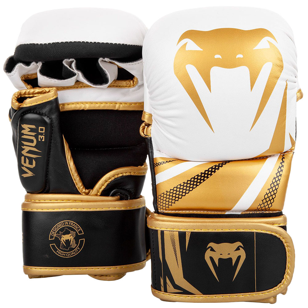 VENUM MMA Sparring Handschuhe, Challenger 3.0, weiß-schwarz-gold