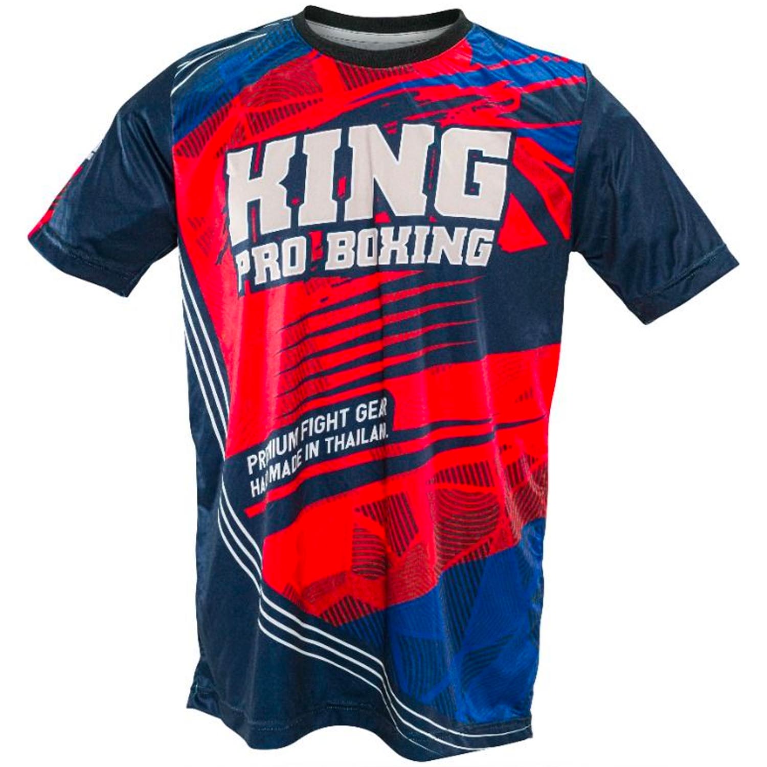 KING PRO Boxing Performance T-Shirt, Flag 2, blue-red